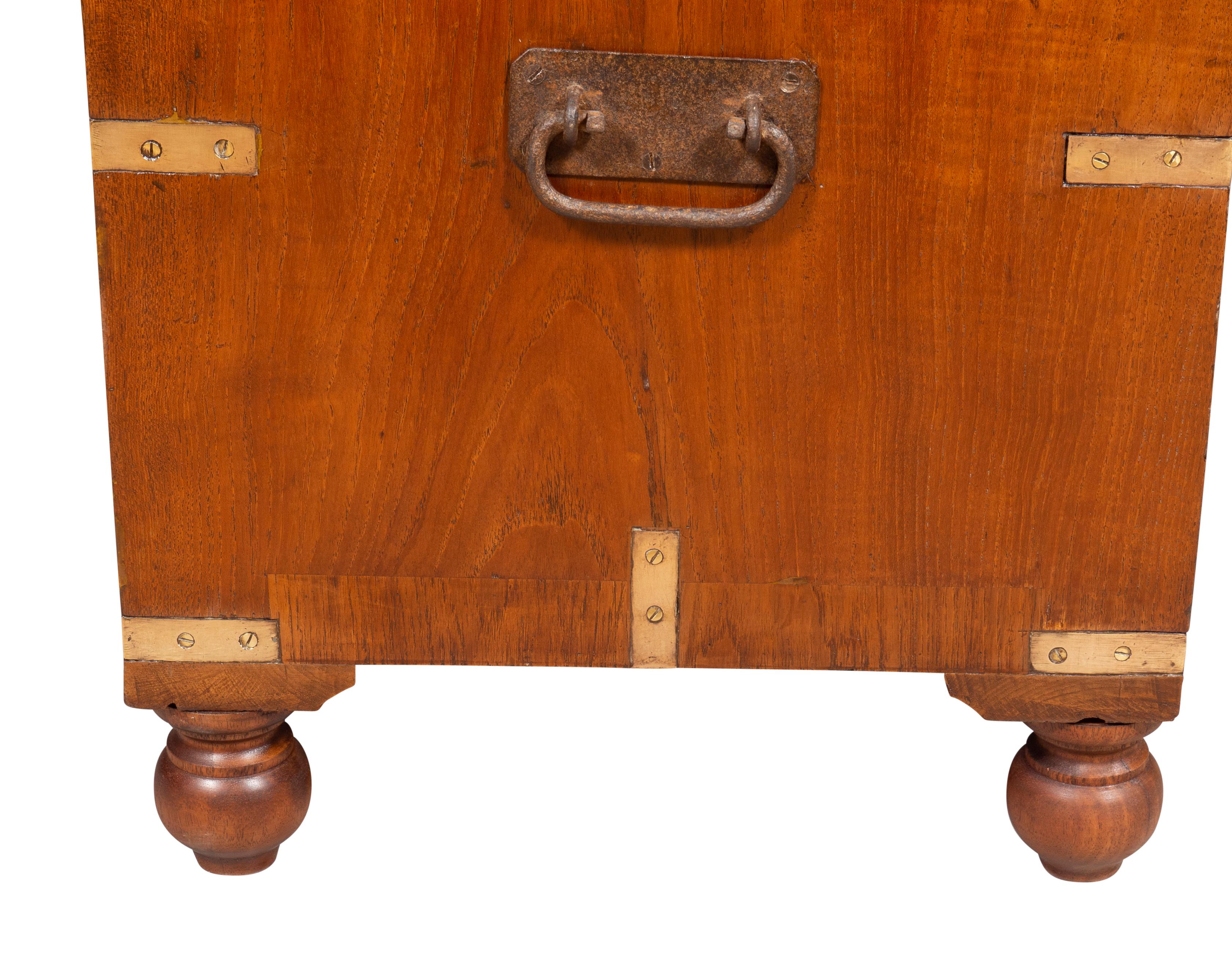 Anglo Indian Teakwood Campaign Chest For Sale 8