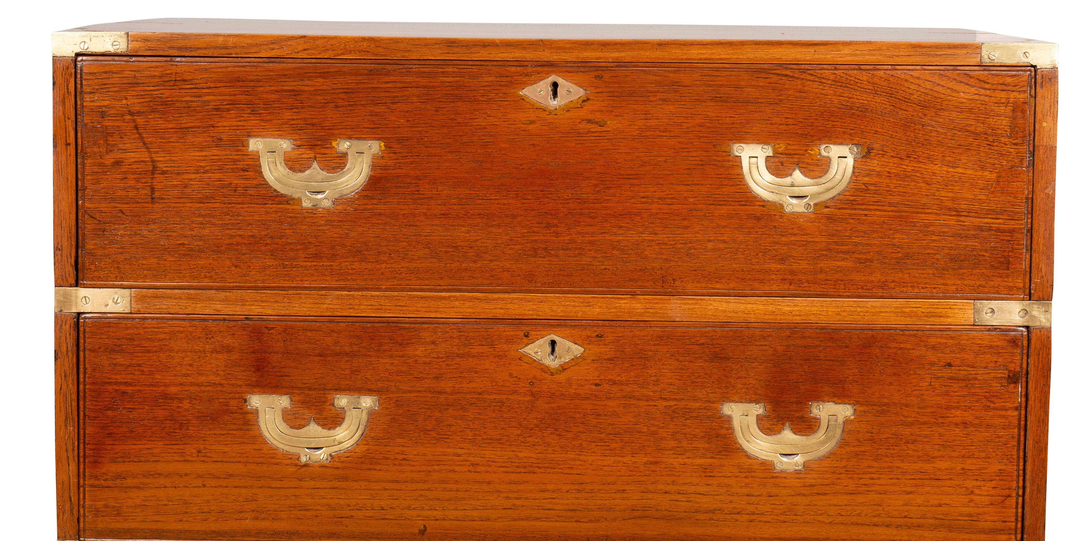 Anglo Indian Teakwood Campaign Chest For Sale 12
