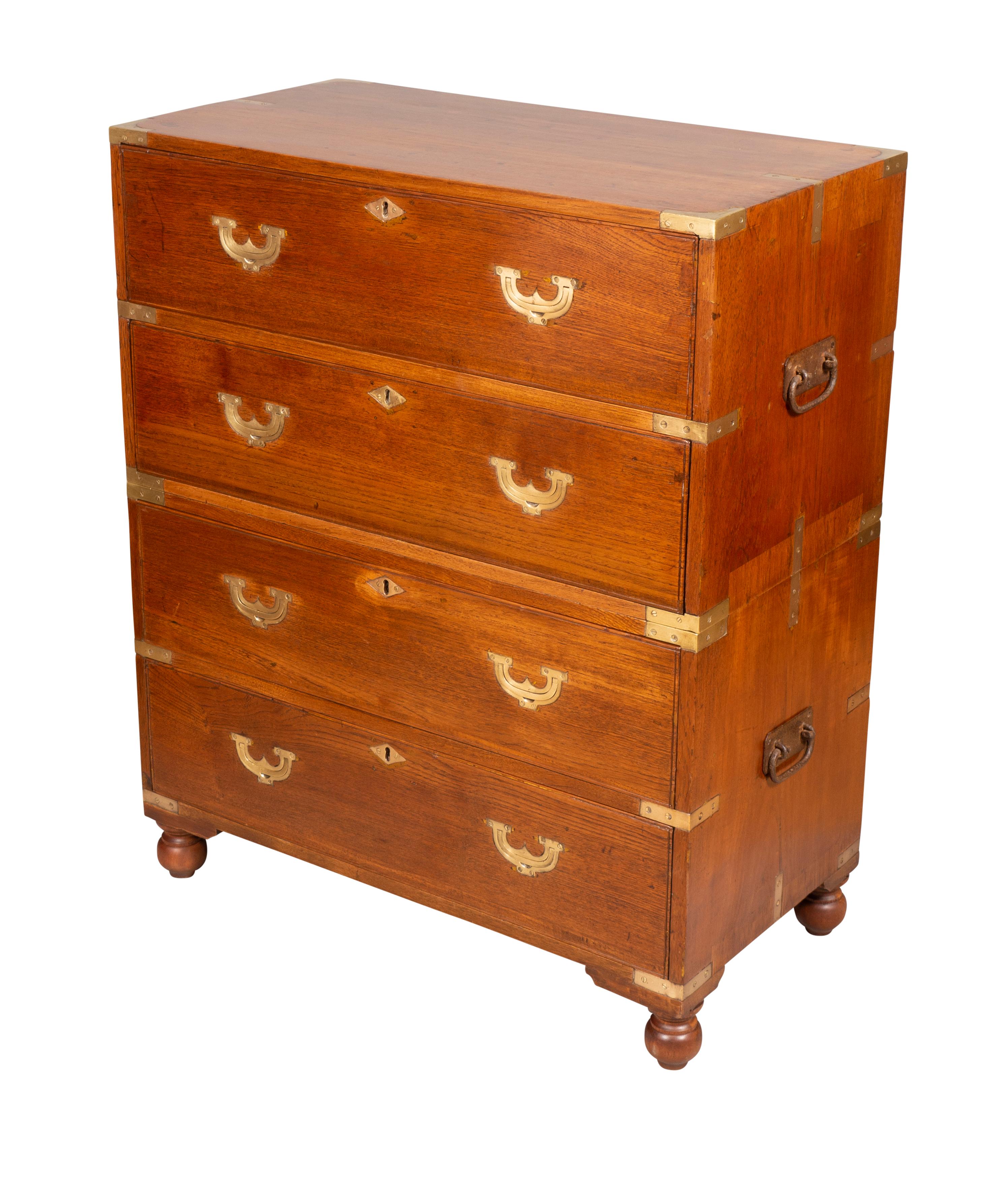 Anglo Indian Teakwood Campaign Chest For Sale 2