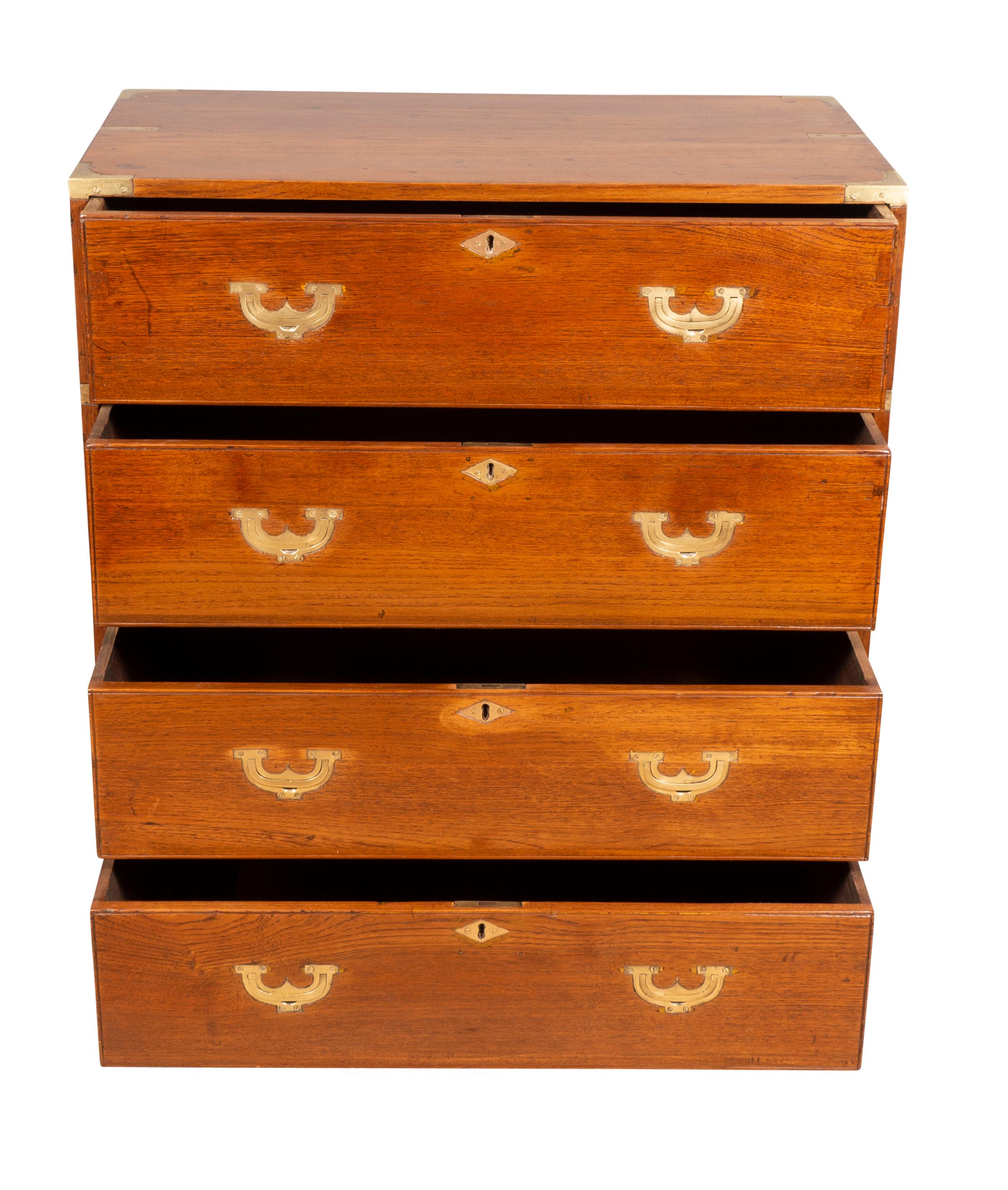 Anglo Indian Teakwood Campaign Chest 4