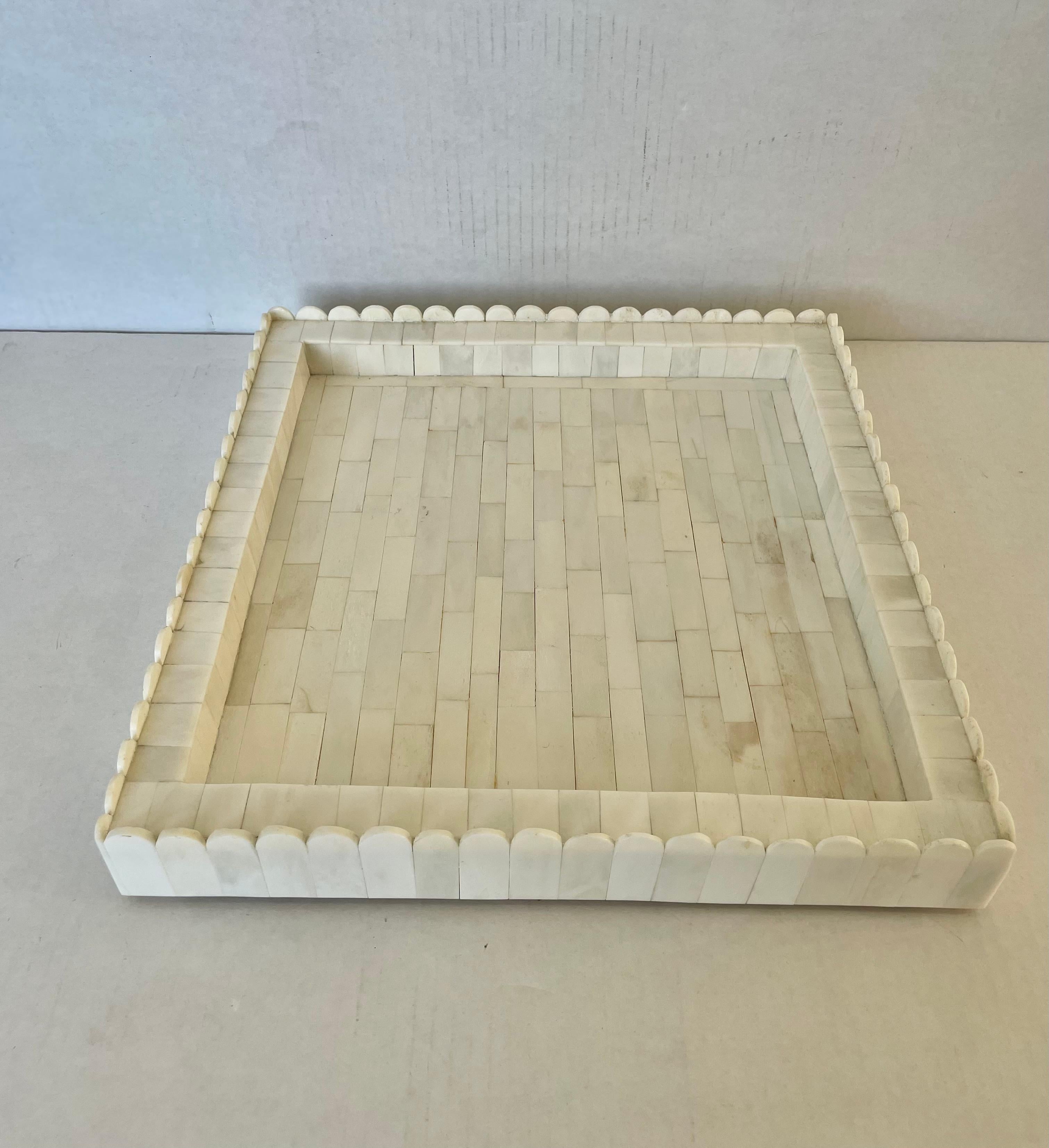 Hand-Carved Anglo Indian Tessellated Bone Tray For Sale