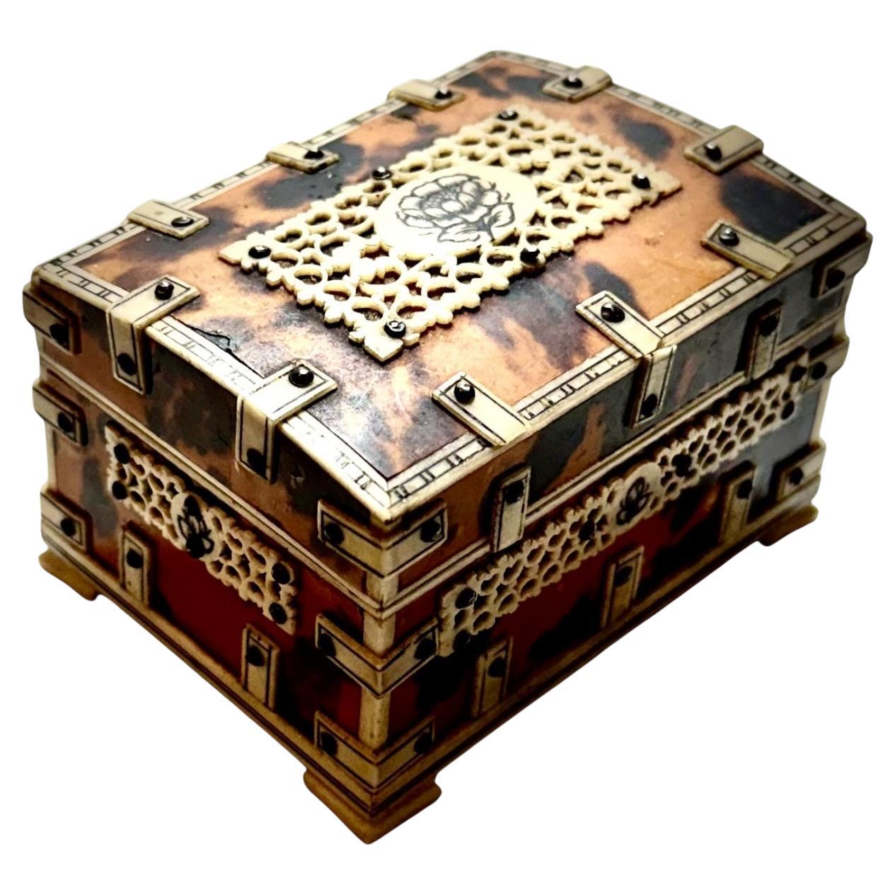Anglo Indian Tortoiseshell And Ivory Trinket Box