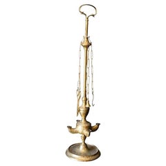 Anglo-indische viktorianische Öllampe aus Messing, 19. Jahrhundert
