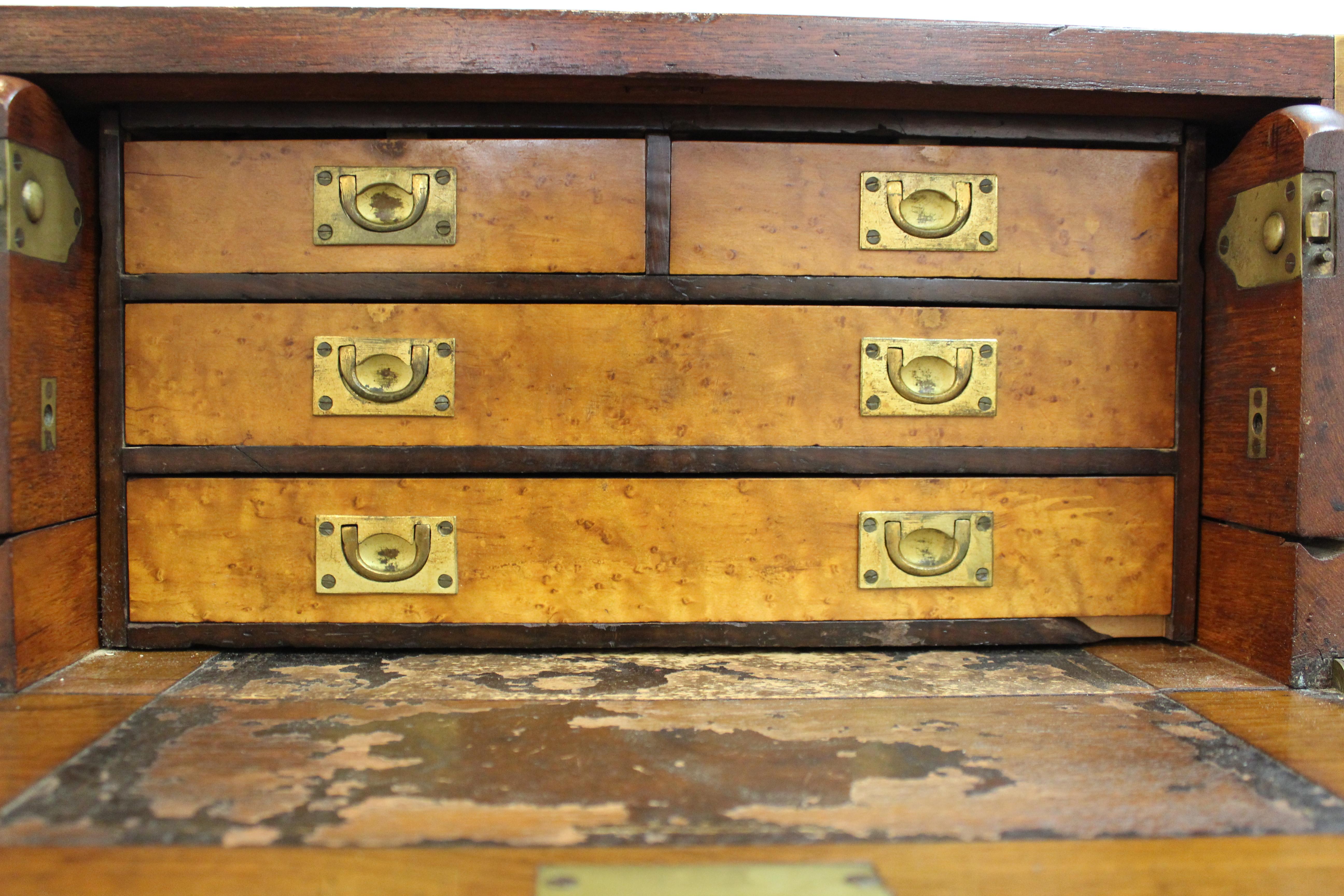 Anglo-Indian Victorian Campaign Chest with Integrated Writing Desk 7