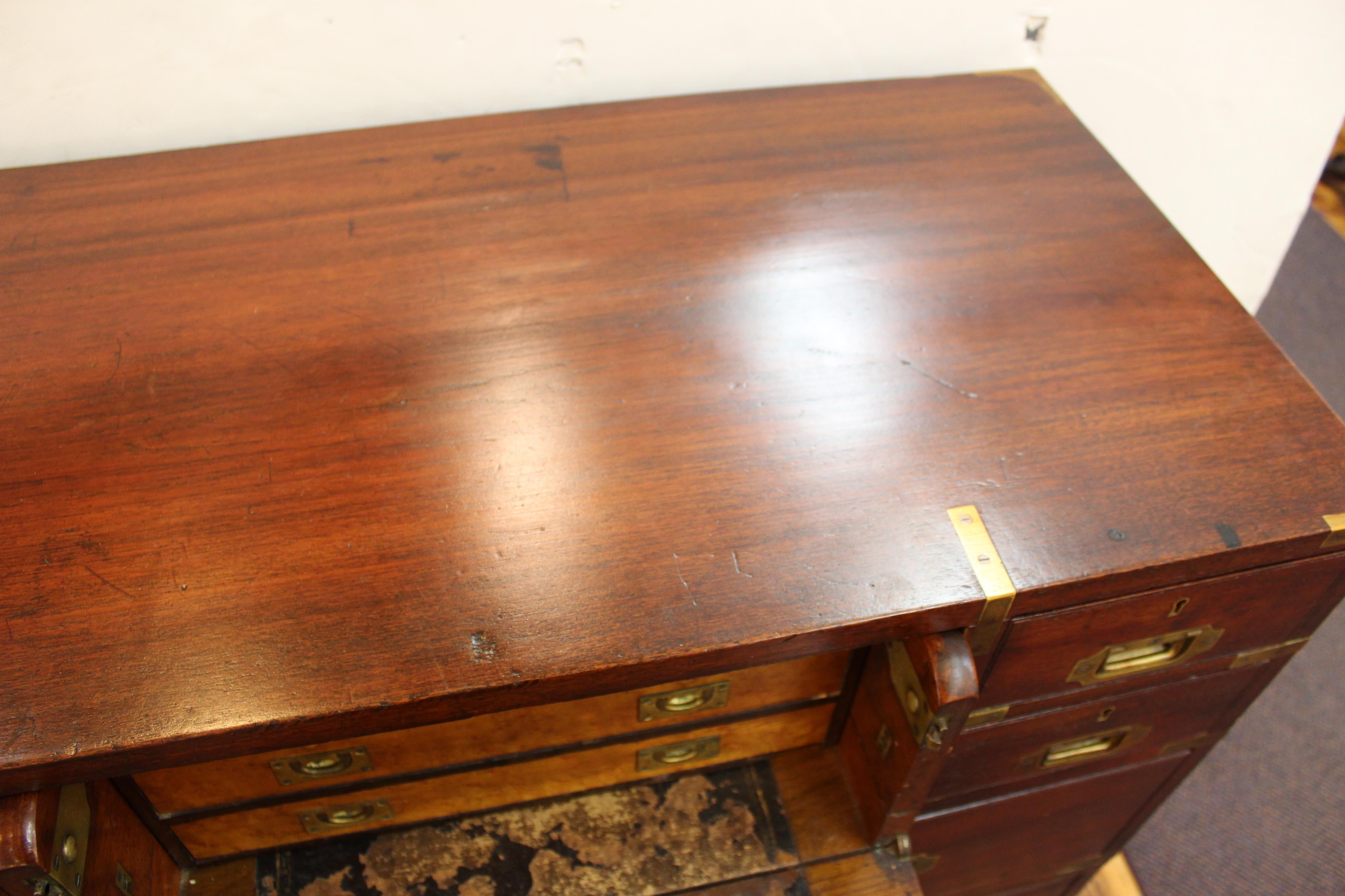 Anglo-Indian Victorian Campaign Chest with Integrated Writing Desk 8