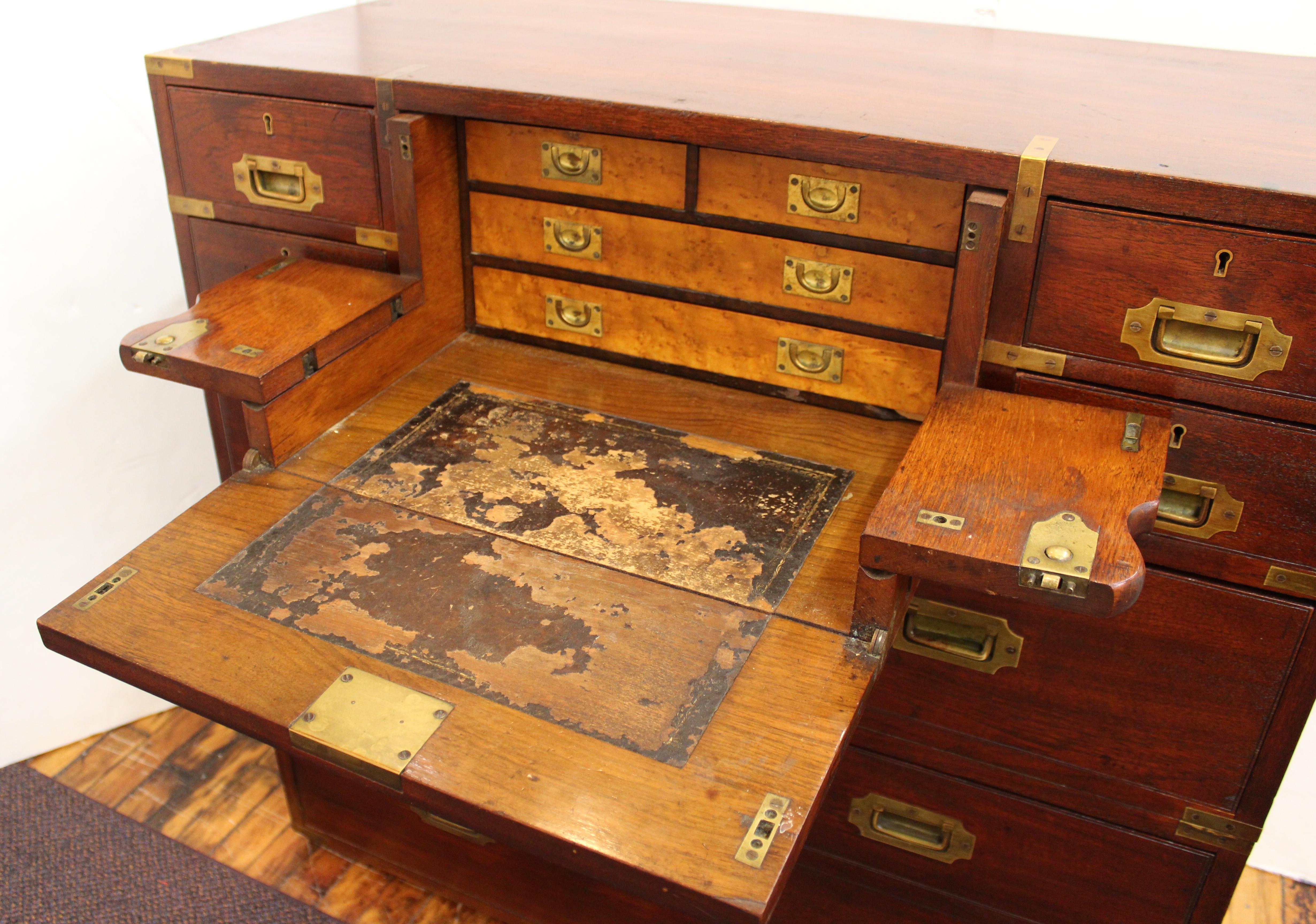 Anglo-Indian Victorian Campaign Chest with Integrated Writing Desk 1