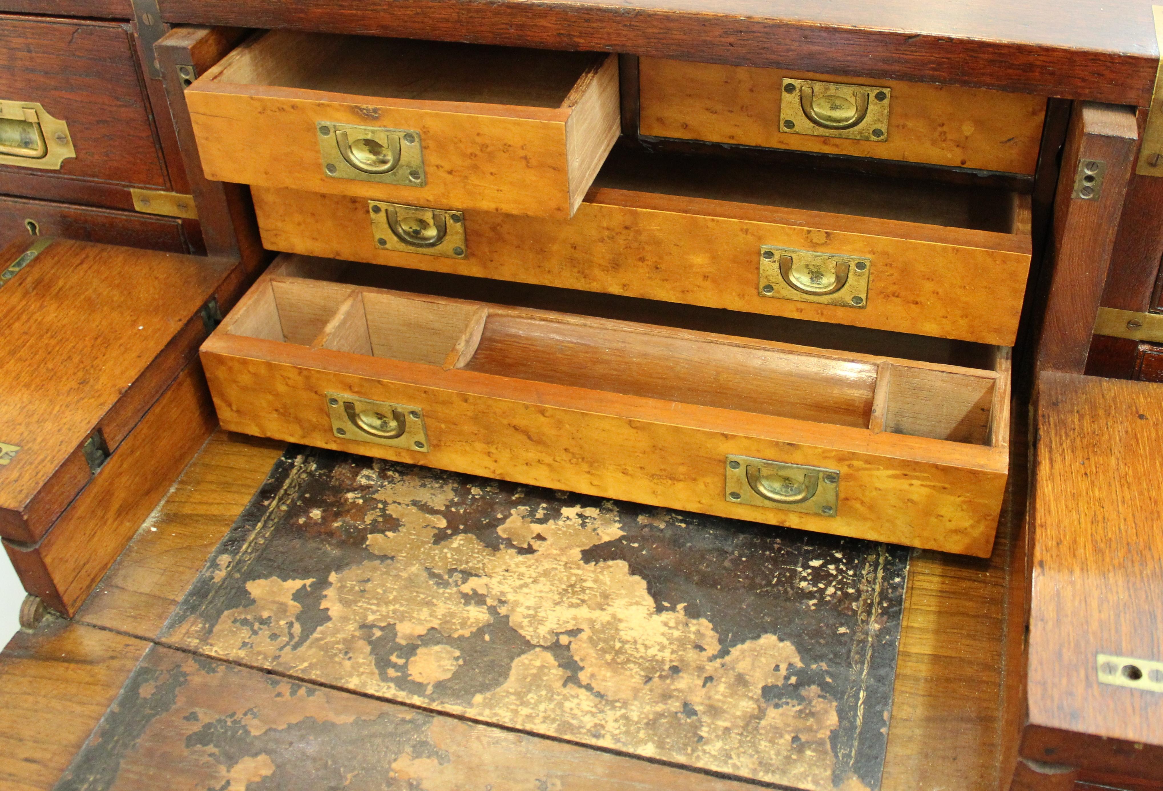 Anglo-Indian Victorian Campaign Chest with Integrated Writing Desk 2