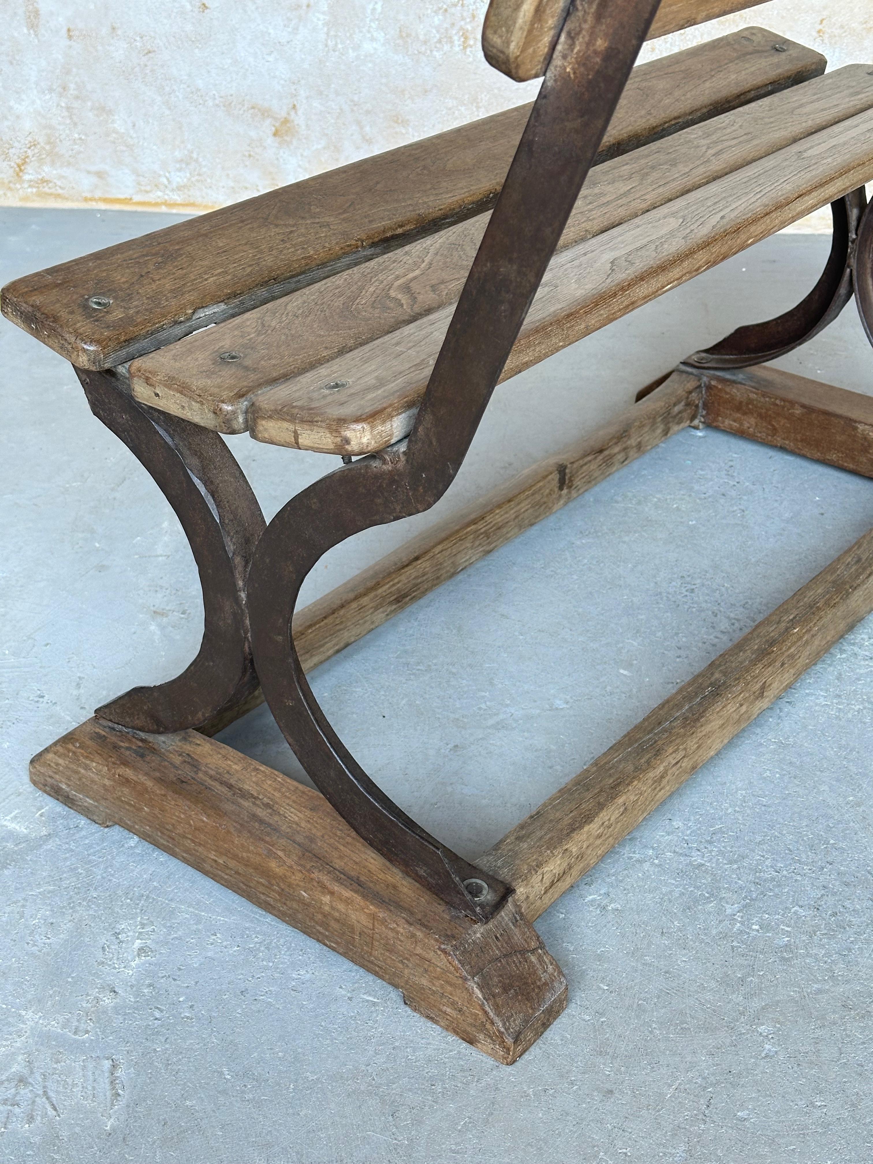 Anglo-Indian Vintage Wood and Iron Bench For Sale 7
