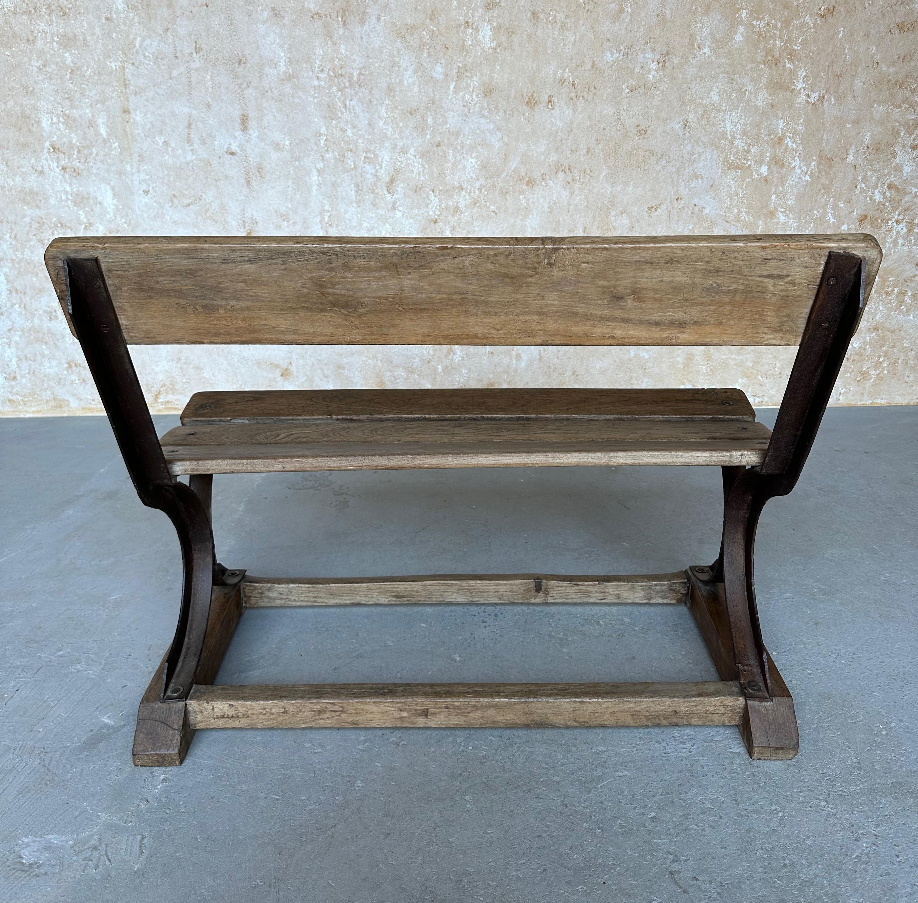 Anglo-Indian Vintage Wood and Iron Bench For Sale 9