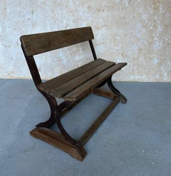 Anglo-Indian Vintage Wood and Iron Bench