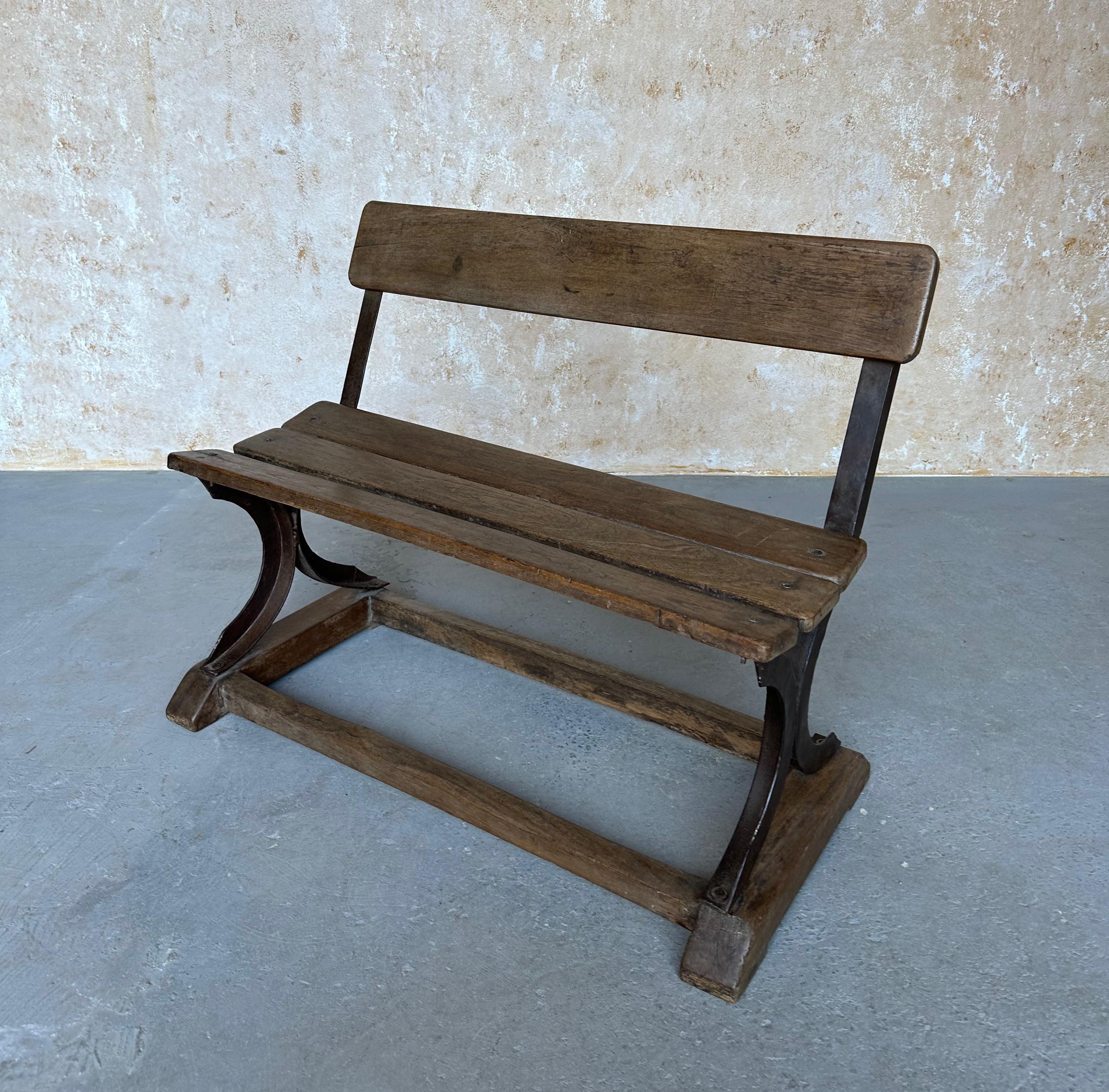 20th Century Anglo-Indian Vintage Wood and Iron Bench For Sale