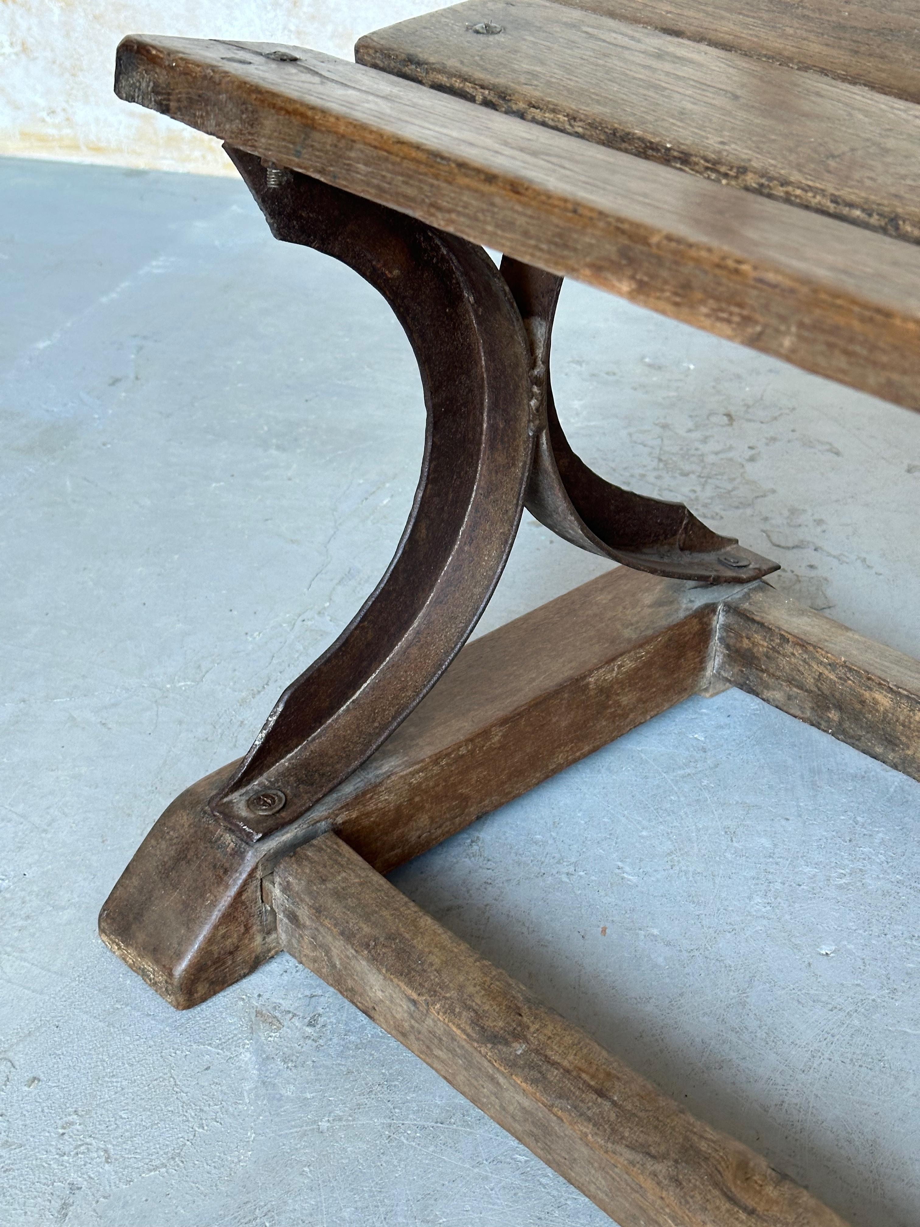 Anglo-Indian Vintage Wood and Iron Bench For Sale 1