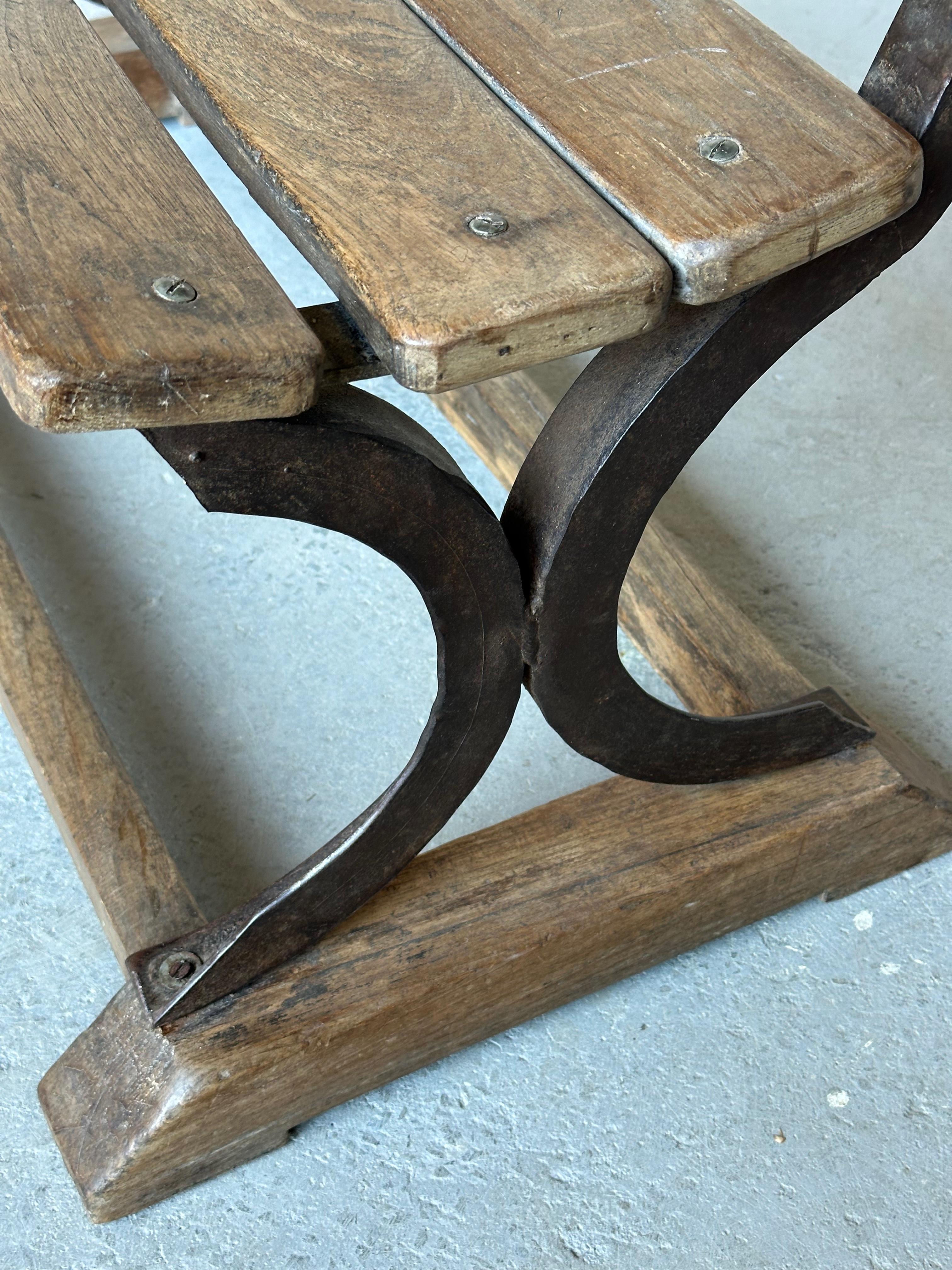 Anglo-Indian Vintage Wood and Iron Bench For Sale 2