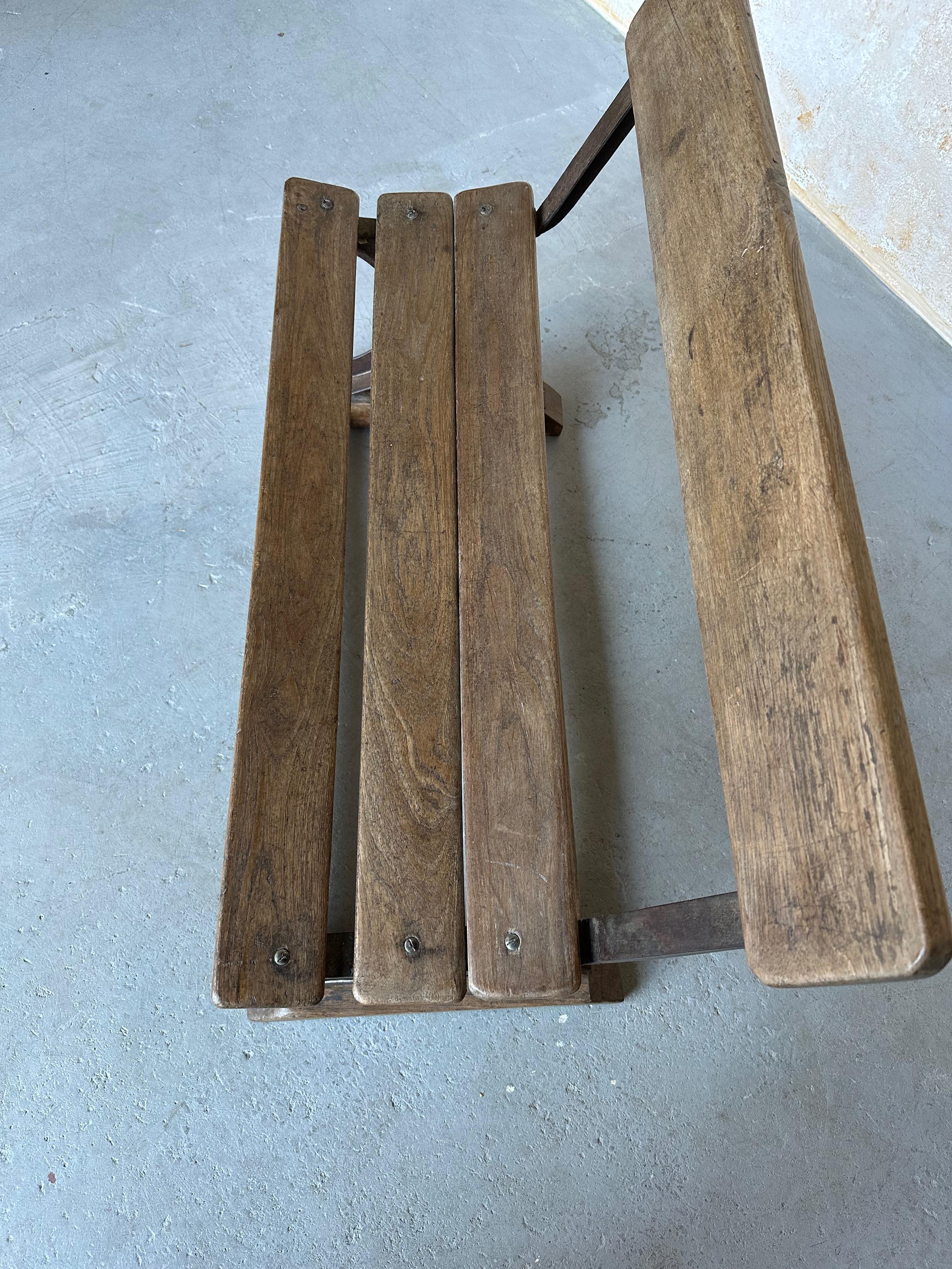 Anglo-Indian Vintage Wood and Iron Bench For Sale 3