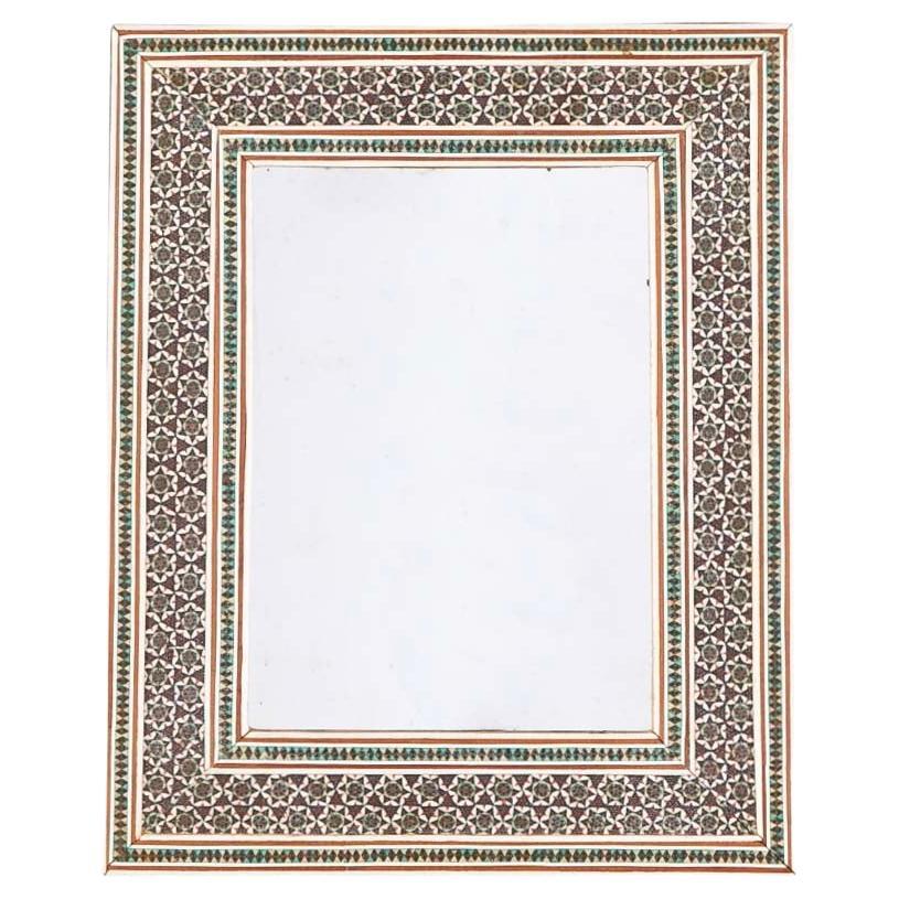 Anglo-Indian Wall Mirror, Hand-Crafted Mosaic Inlay, Circa 1900, India For Sale