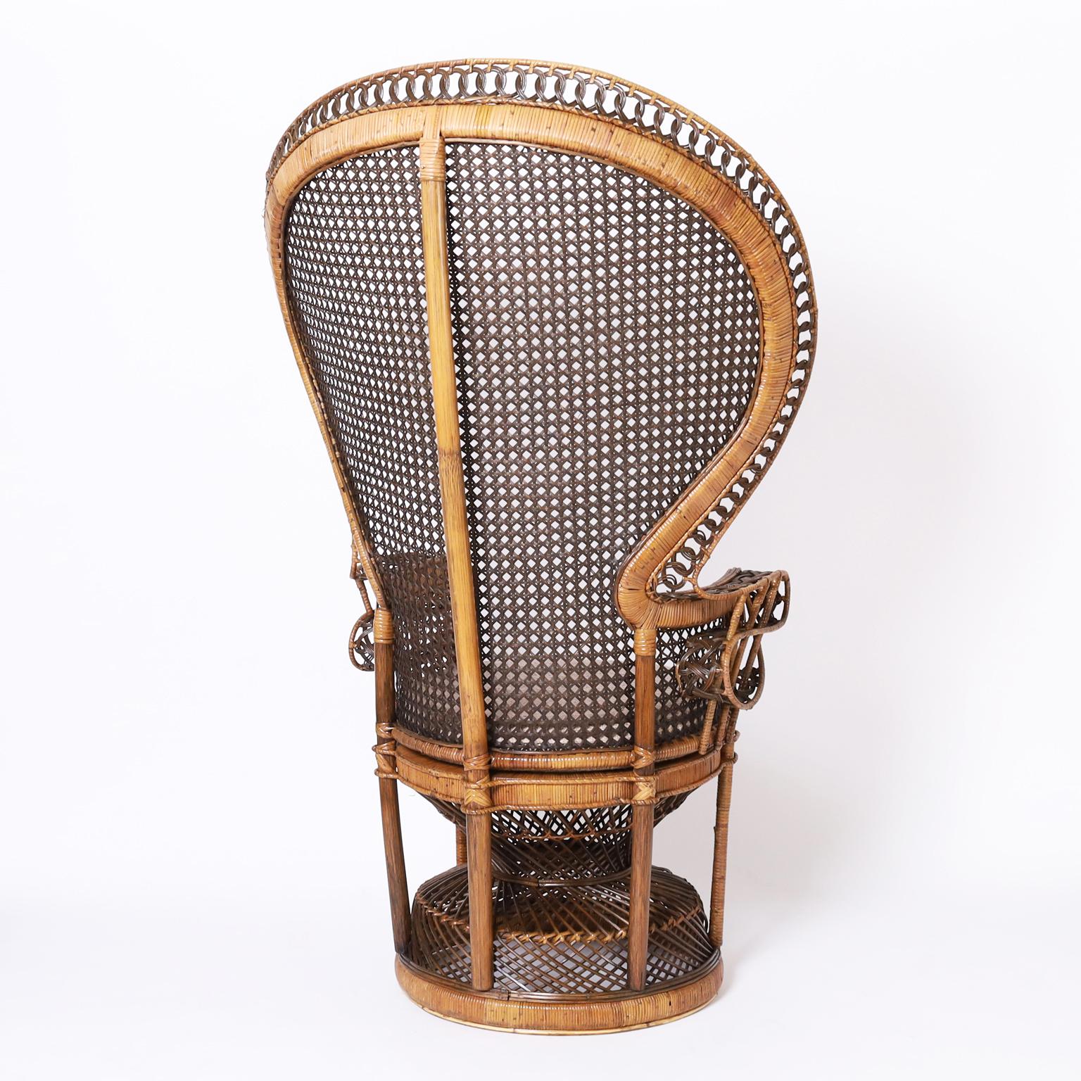 Anglo Indian Wicker and Rattan Peacock Chair In Good Condition In Palm Beach, FL