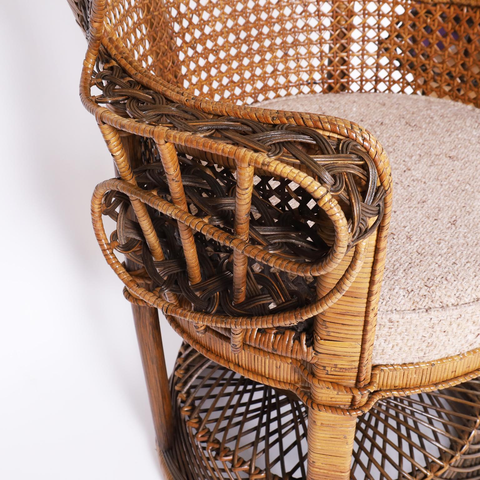 Anglo Indian Wicker and Rattan Peacock Chair 1