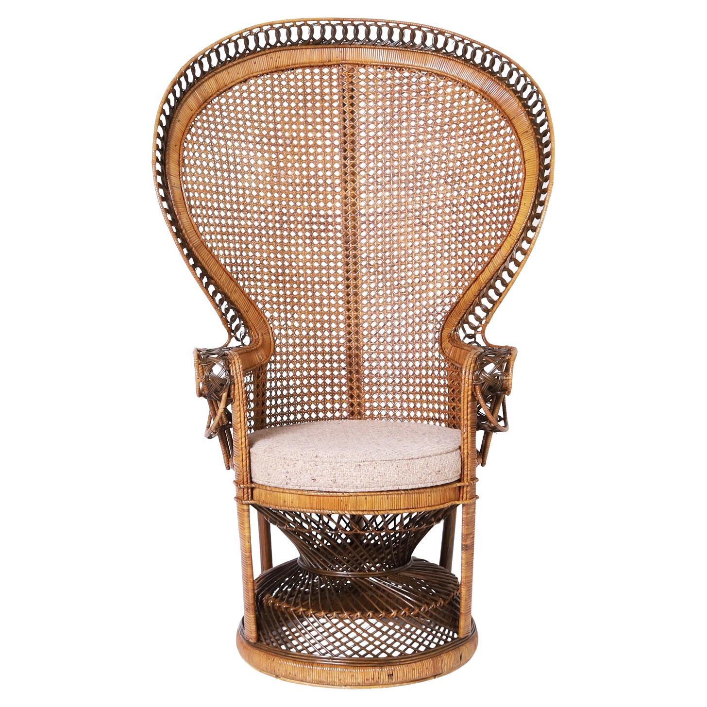 Anglo Indian Wicker and Rattan Peacock Chair