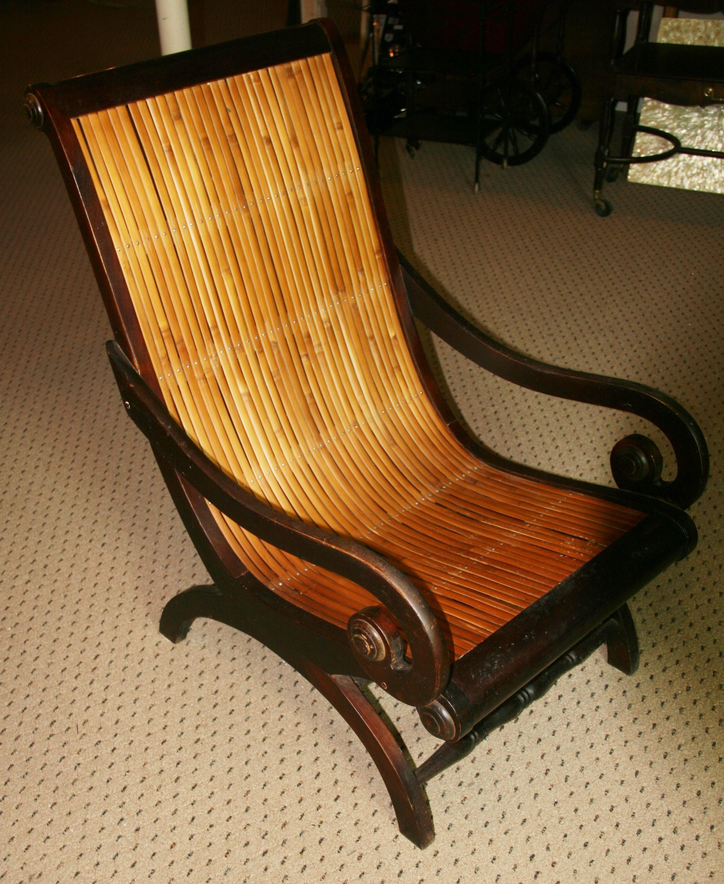 Anglo -Indian Wood and Bamboo Lounge Chair In Good Condition For Sale In Douglas Manor, NY