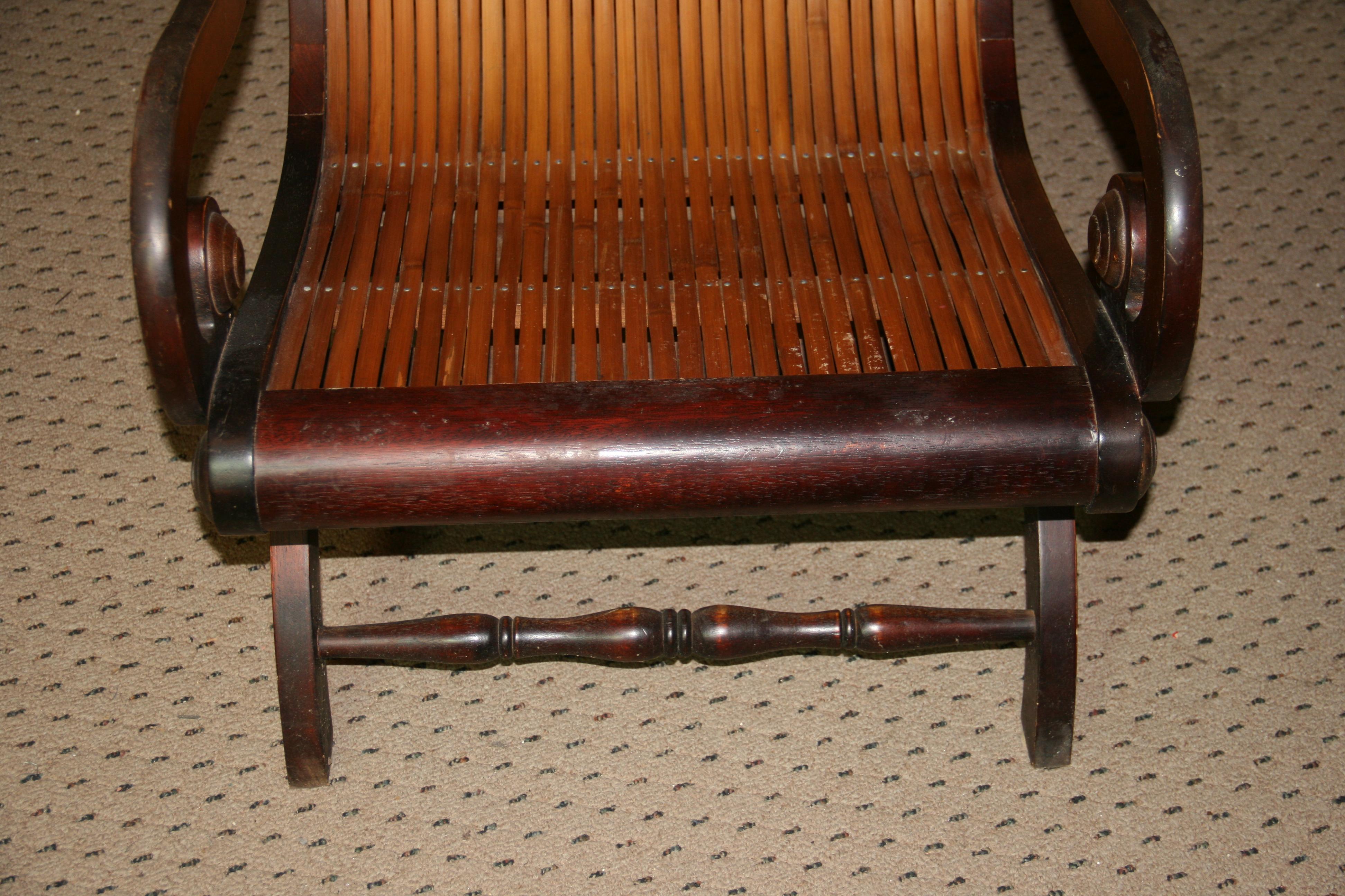 Mid-20th Century Anglo -Indian Wood and Bamboo Lounge Chair For Sale