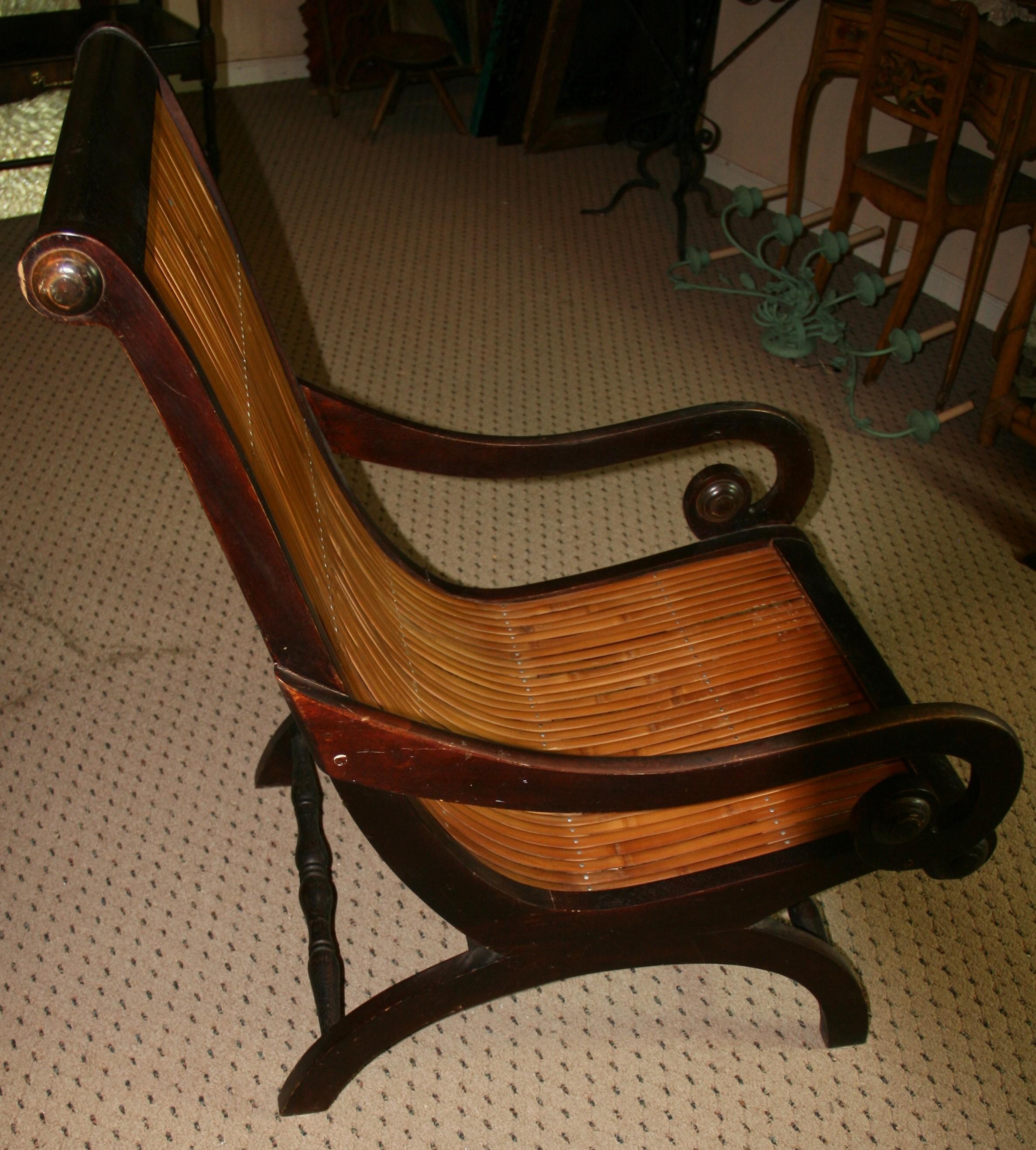 Anglo -Indian Wood and Bamboo Lounge Chair For Sale 1