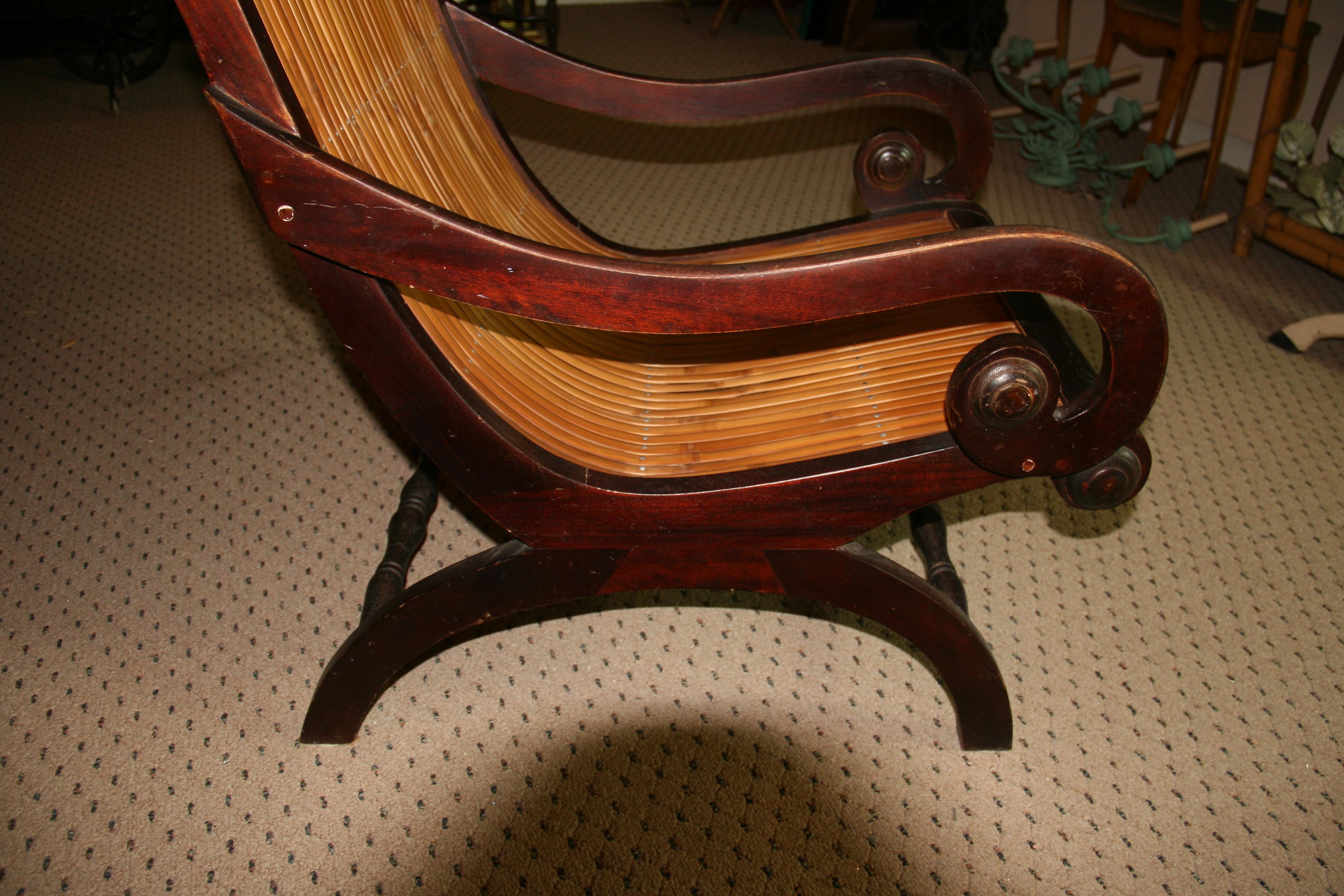 Anglo -Indian Wood and Bamboo Lounge Chair For Sale 2