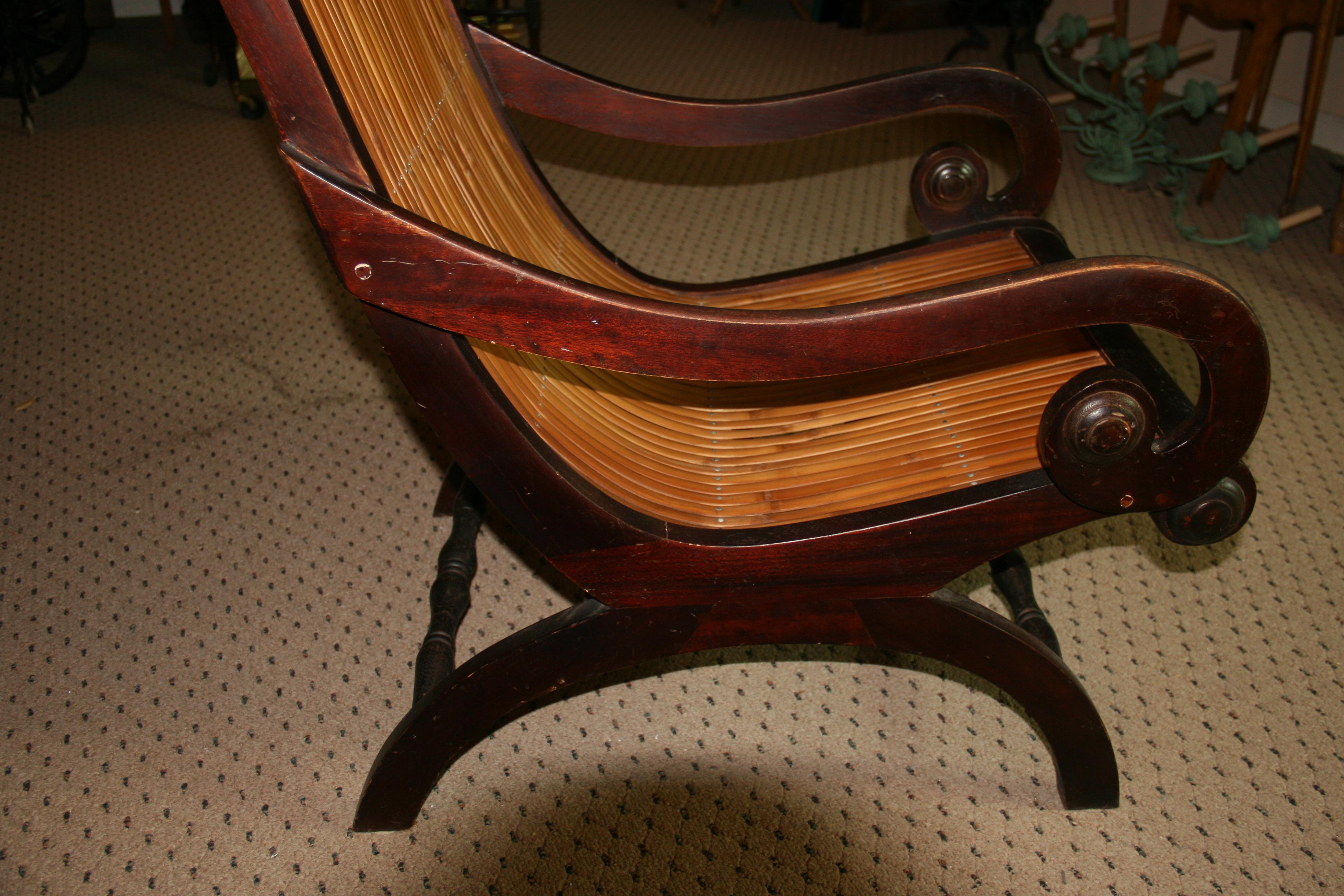 Anglo -Indian Wood and Bamboo Lounge Chair For Sale 3