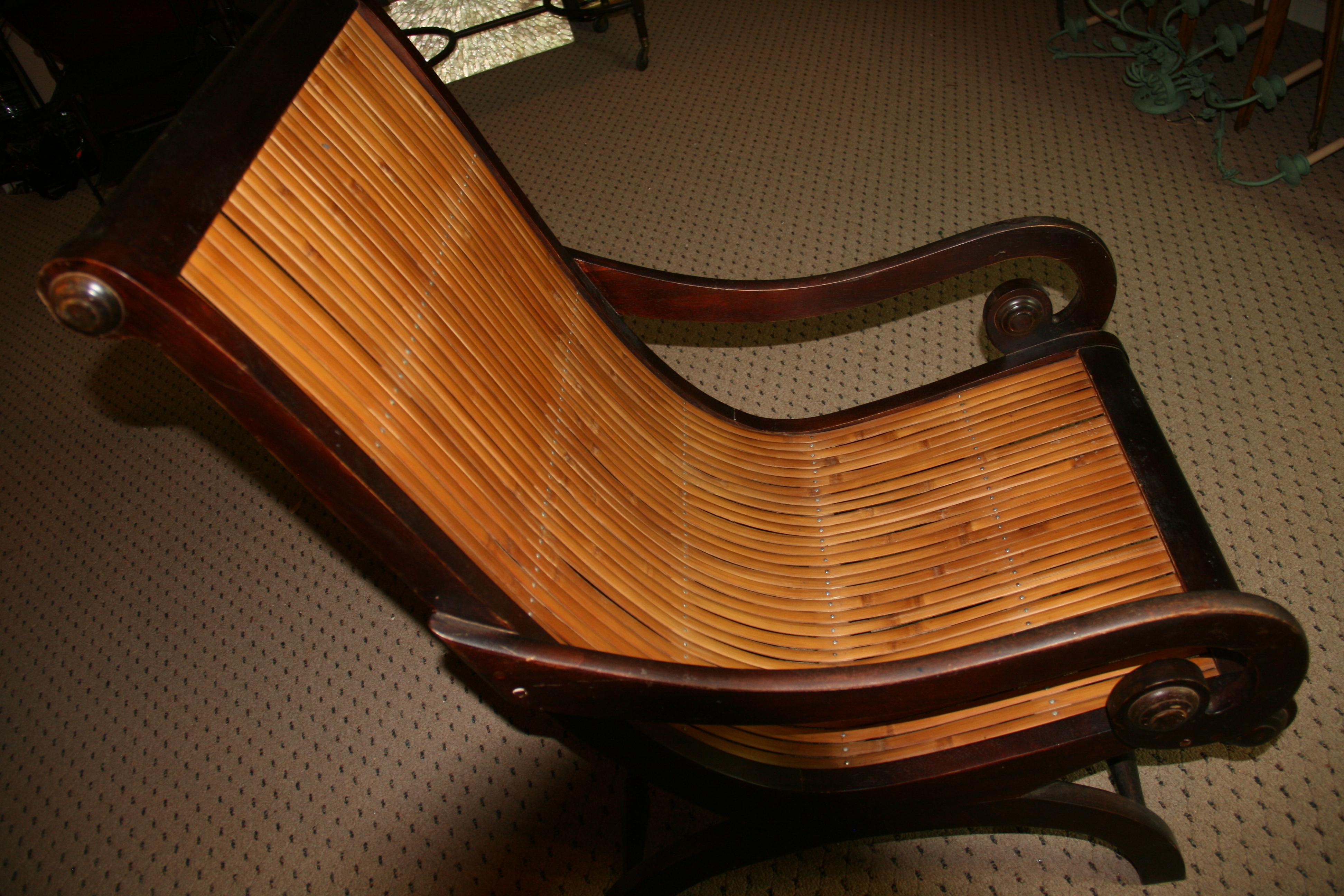 Anglo -Indian Wood and Bamboo Lounge Chair For Sale 4