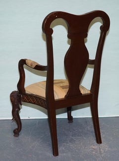 ANGLO INDIAN WOODEN HEAVILY CARVED ELEPHANT DETAIL SINGLE CAVER ARMCHAiR