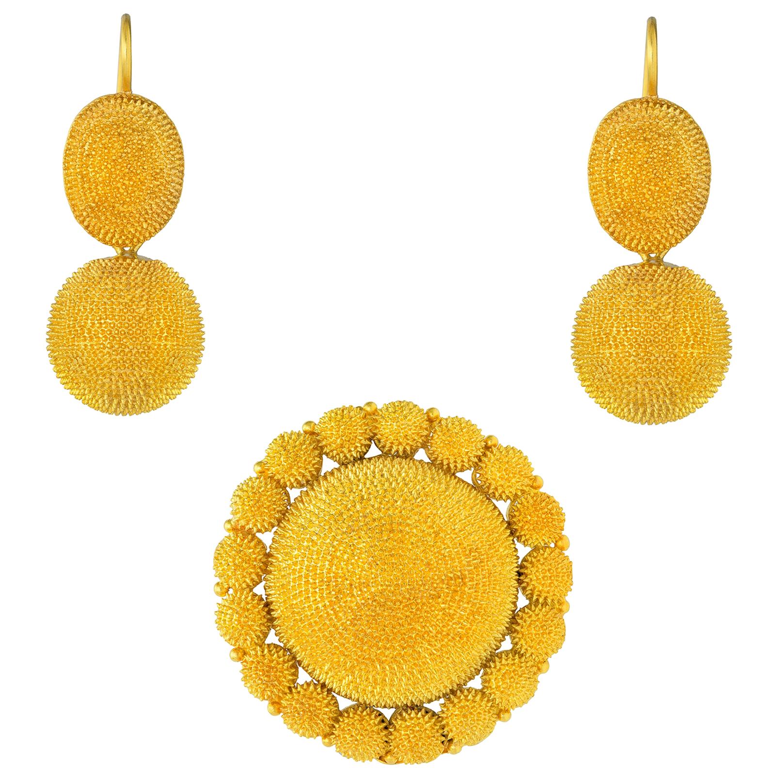 Anglo-Indian Yellow Gold Demi-Parure
