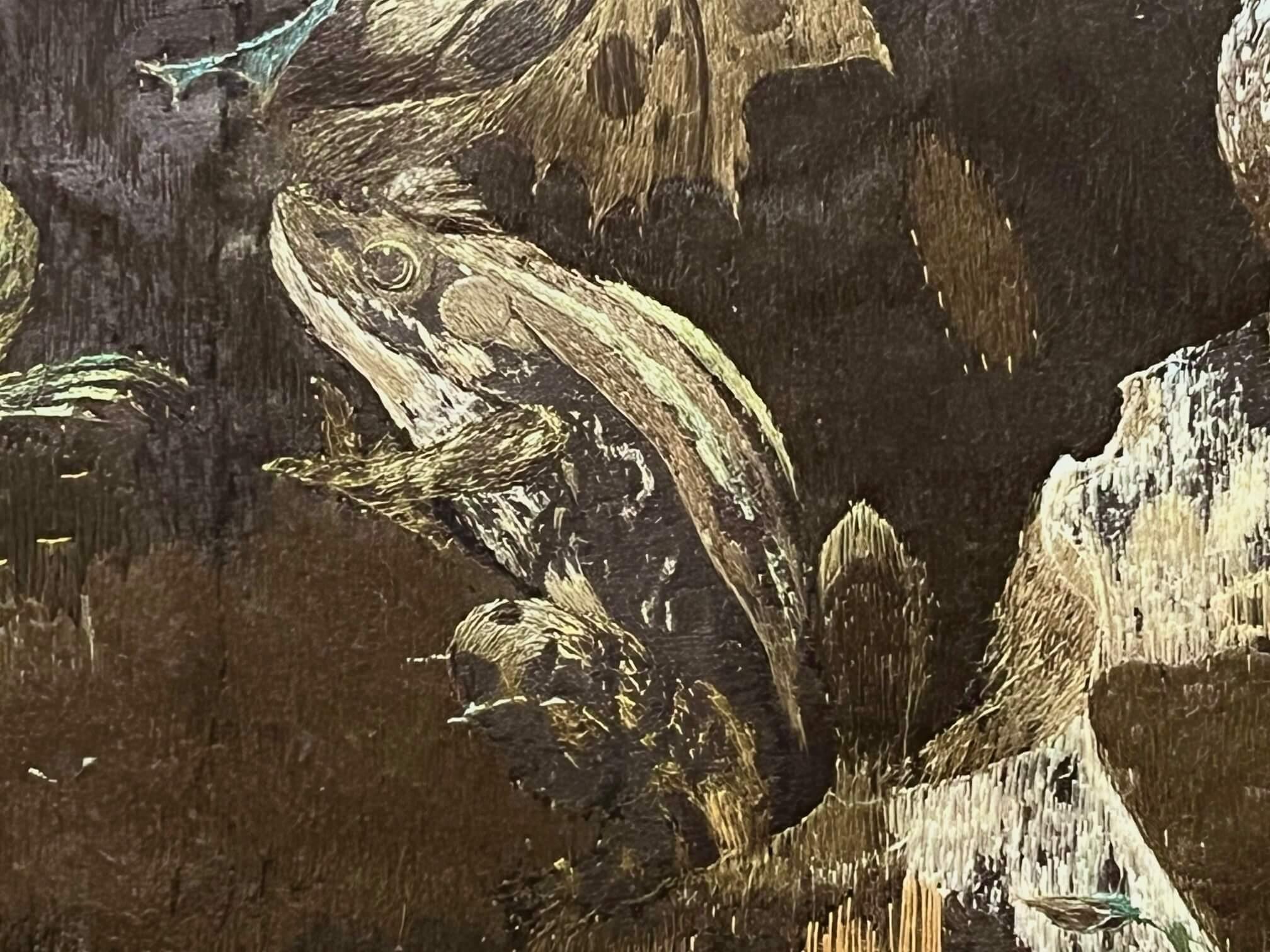 Anglo-Indian Zoological Silkwork Embroidery in Original Ebony Frame, circa 1840 For Sale 1