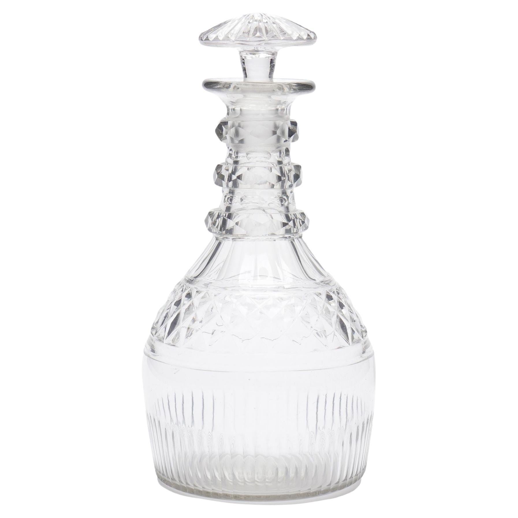 Anglo-Irish blown & cut glass decanter, c. 1790-1810