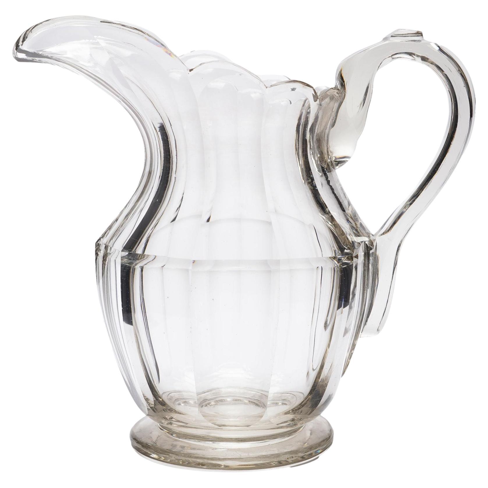 Pichet anglo-irlandais en verre soufflé et taillé, c. 1800