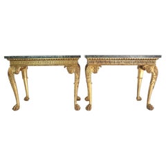 Tavolini in legno dorato di epoca Regency anglo-irlandese, secondo il modello di William Kent, circa 1815