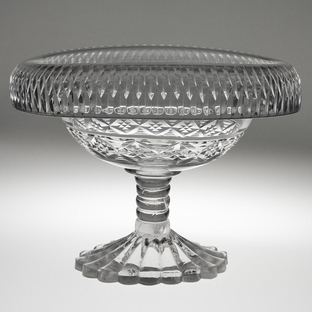 British Anglo-Irish Glass Bowl with Fold Over Rim c1800 For Sale