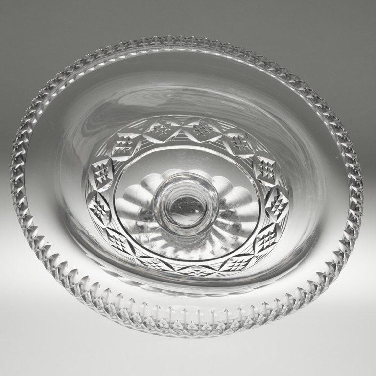 Blown Glass Anglo-Irish Glass Bowl with Fold Over Rim c1800 For Sale