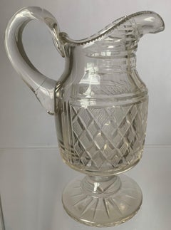 Anglo-Irish Large Cut Crystal Footed Jug, circa 1820