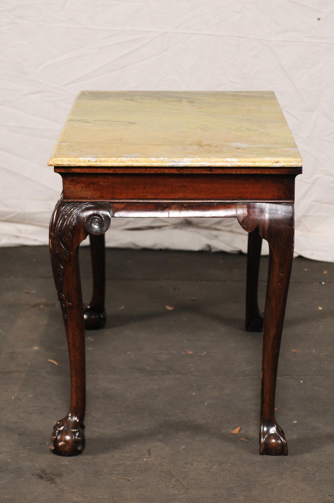 Anglo-Irish Mahogany Slab Serving Table with Shell Motif, Paw Feet For Sale 2