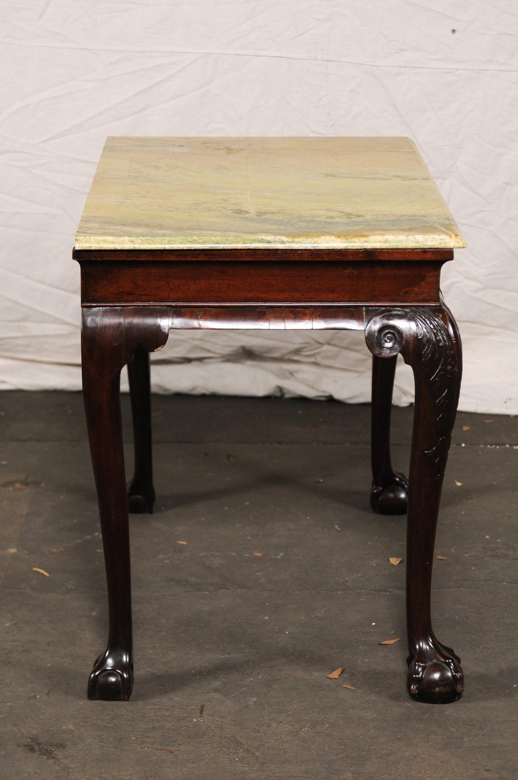 Anglo-Irish Mahogany Slab Serving Table with Shell Motif, Paw Feet For Sale 4