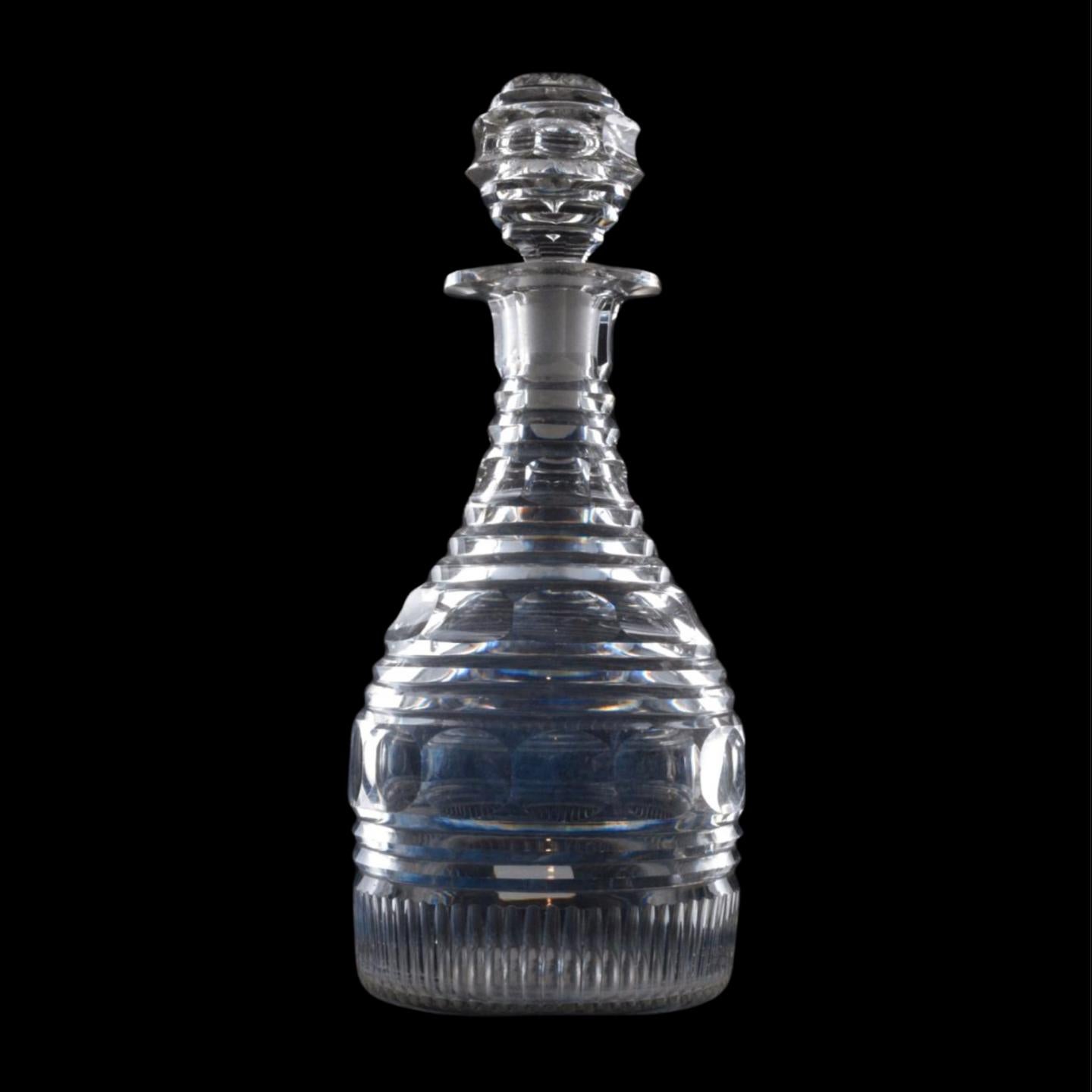 Engraved Anglo-Irish Prussian-shaped Decanter, C1820 For Sale
