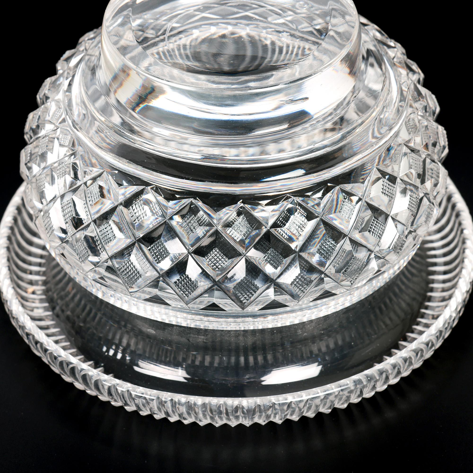 Anglo- Irish Regency Fine Cut Glass Covered Bowl on Stand For Sale 5