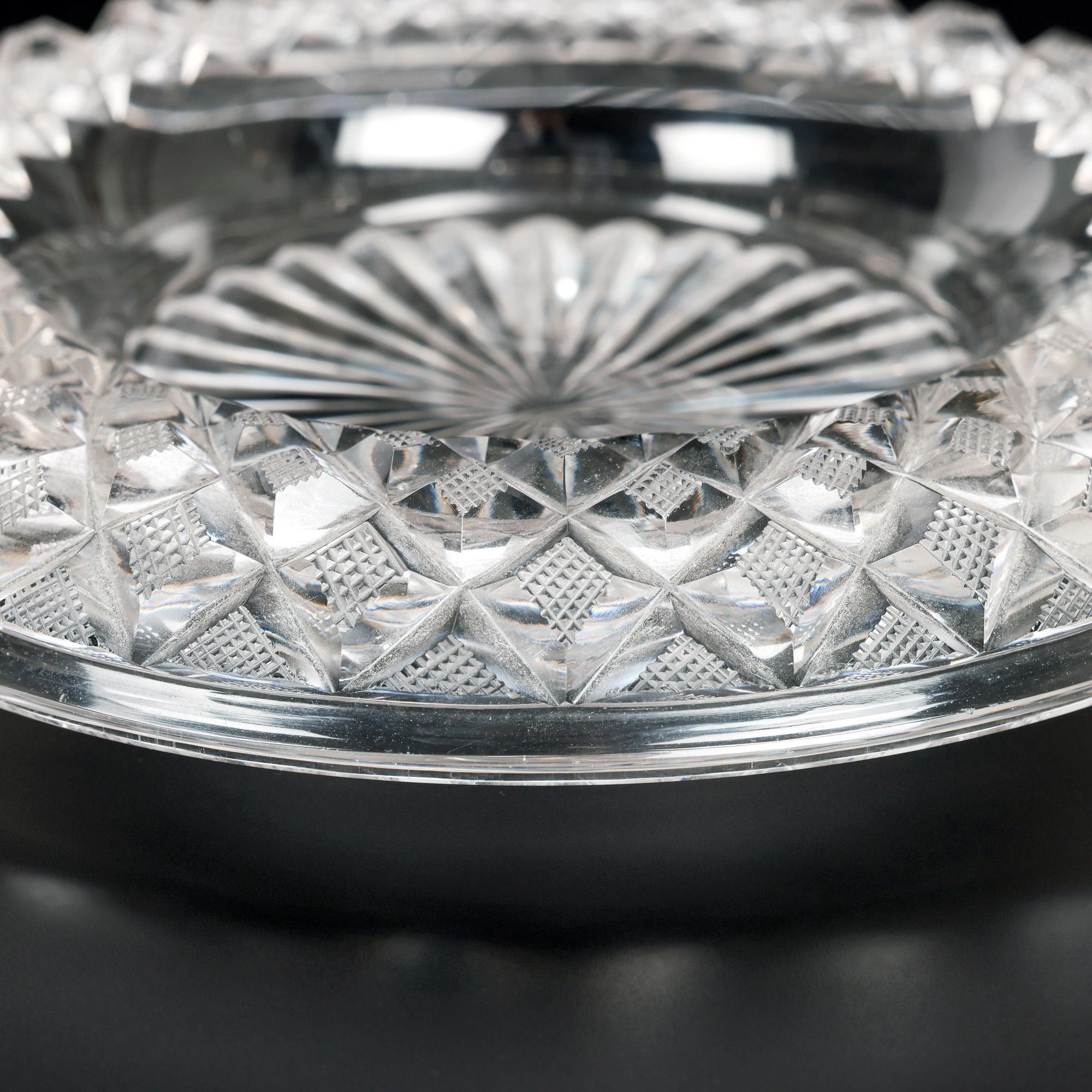Hand-Crafted Anglo- Irish Regency Fine Cut Glass Covered Bowl on Stand For Sale