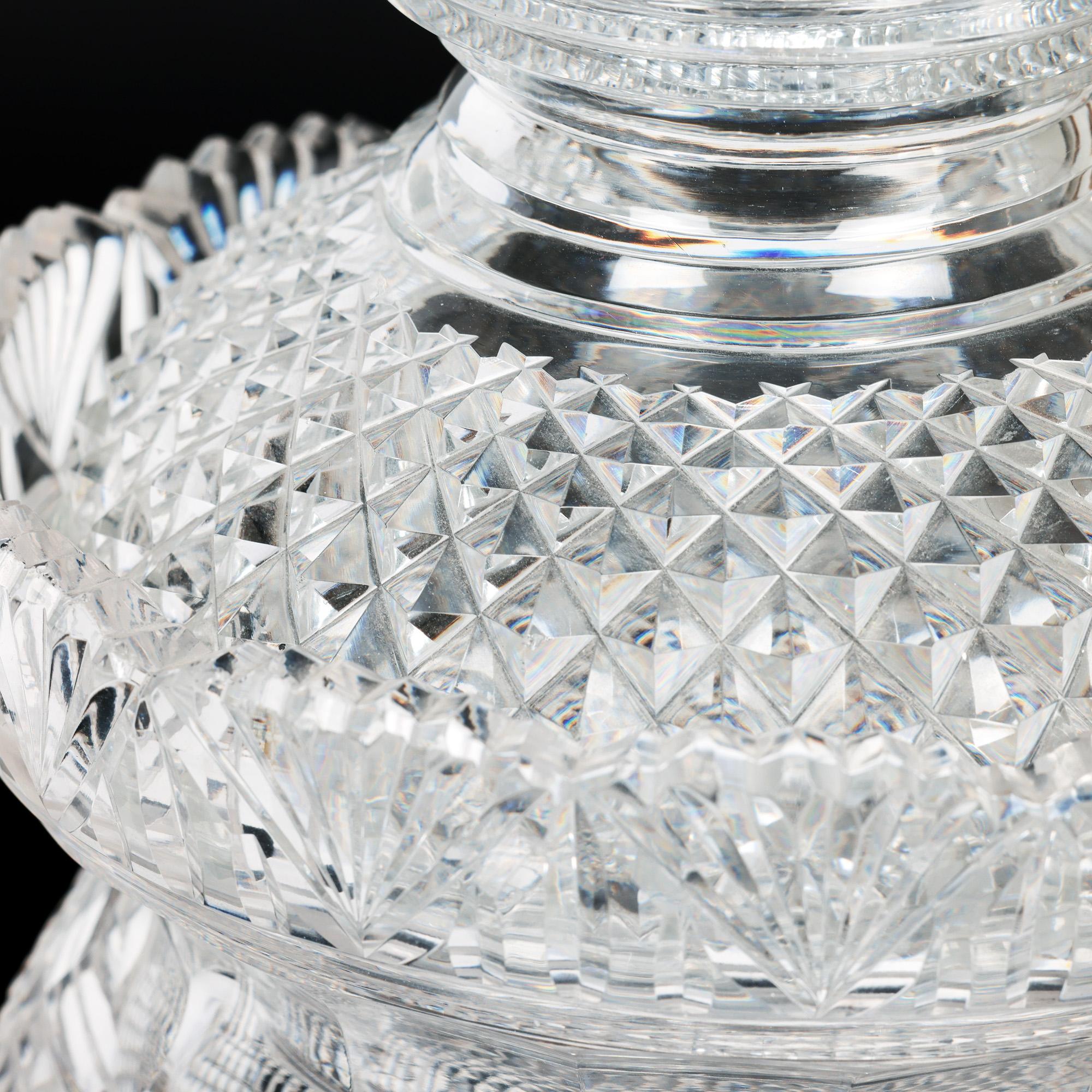 Vase à piédestal et couvercle en verre taillé de style Régence anglo-irlandaise en vente 10