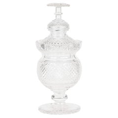 Anglo- Irish Regency Fine Cut Glass Pedestal Vase & Cover
