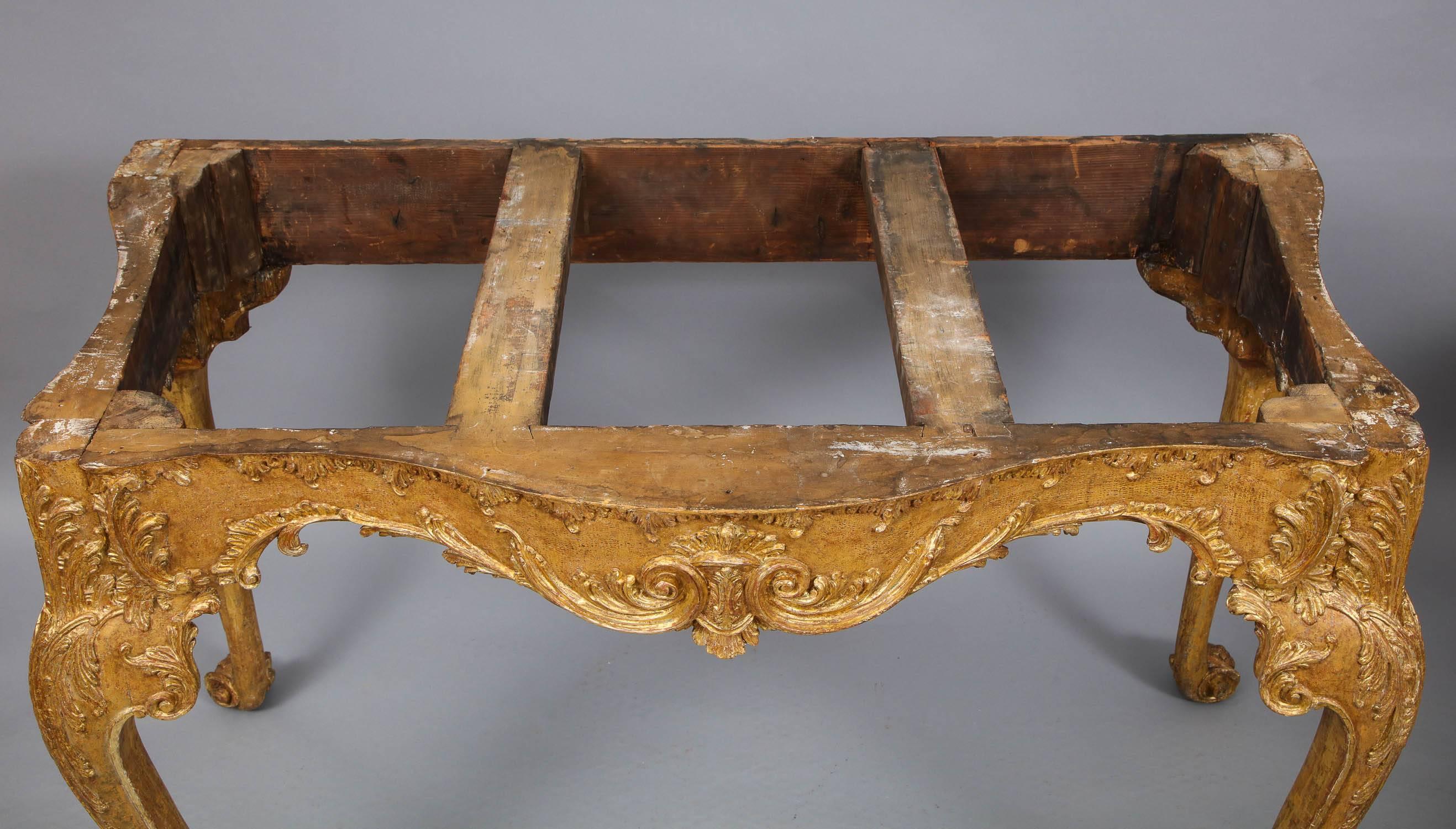 Anglo Irish Rococo Giltwood Console Table For Sale 6