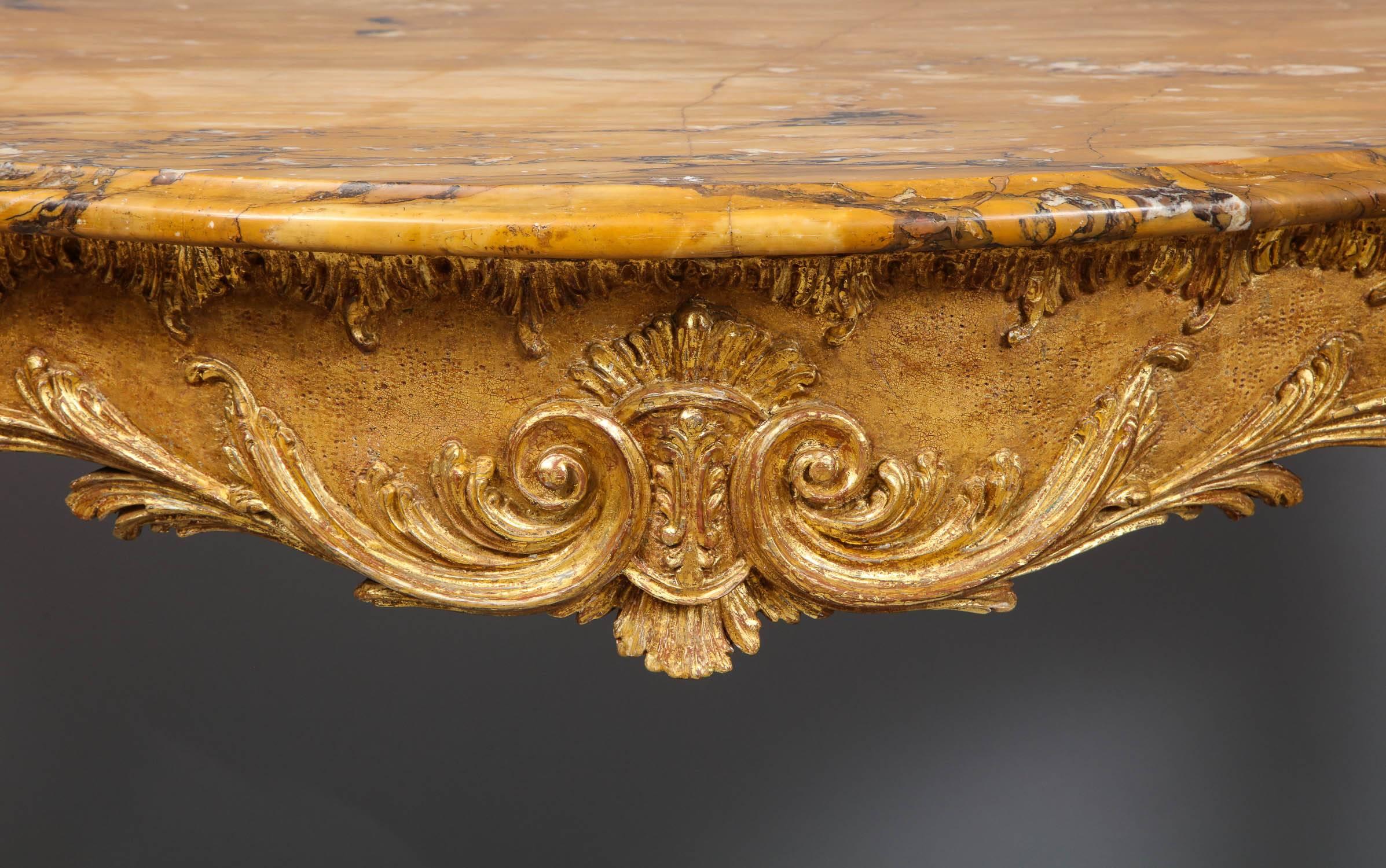 18th Century Anglo Irish Rococo Giltwood Console Table For Sale