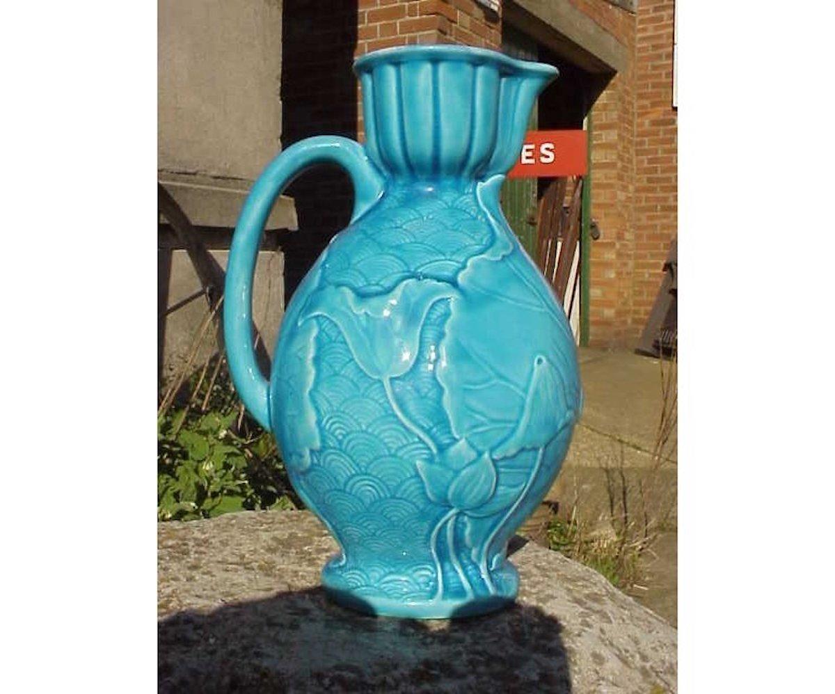 Pottery Anglo-Japanese Majolica Jug by Minton For Sale