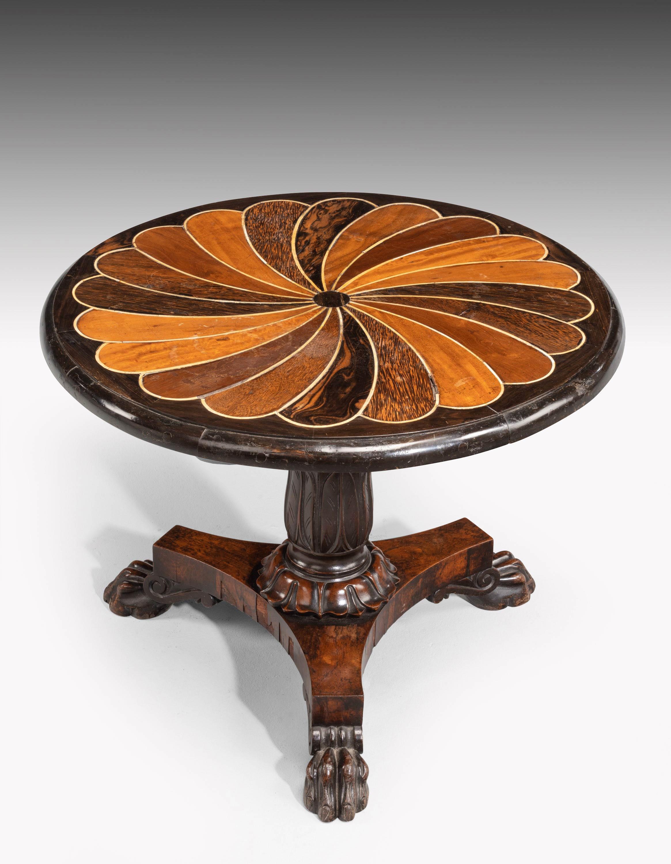 Anglo-Portuguese 19th Century Inlaid Table with Exotic Timbers For Sale 1