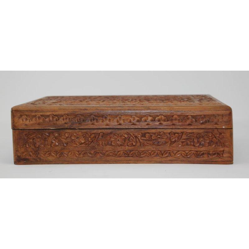 Anglo Raj Hand Carved Wooden Decorative Jewelry Box For Sale 8