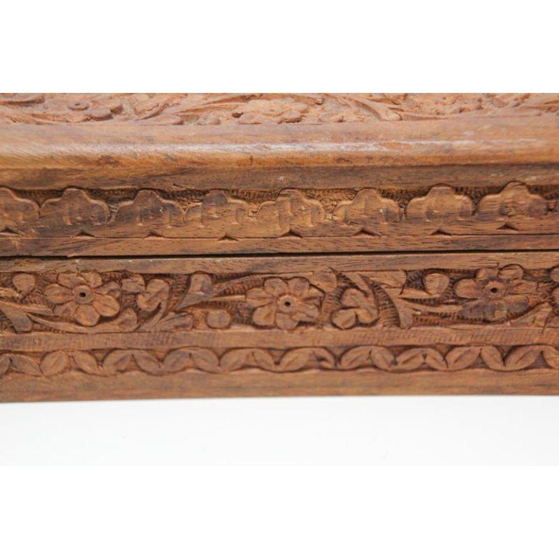 Anglo Raj Hand Carved Wooden Decorative Jewelry Box For Sale 2